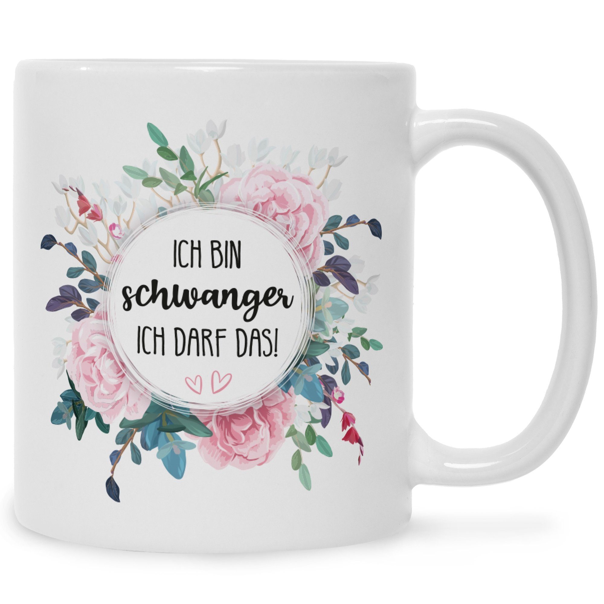 GRAVURZEILE Tasse Bedruckte Tasse mit Spruch - Ich bin Schwanger ich darf das - Lustige Geschenke - Geschenk für Mama Papa Freunde Geburtstag Muttertag Valentinstag Weihnachten - für Sie & Ihn Weiß