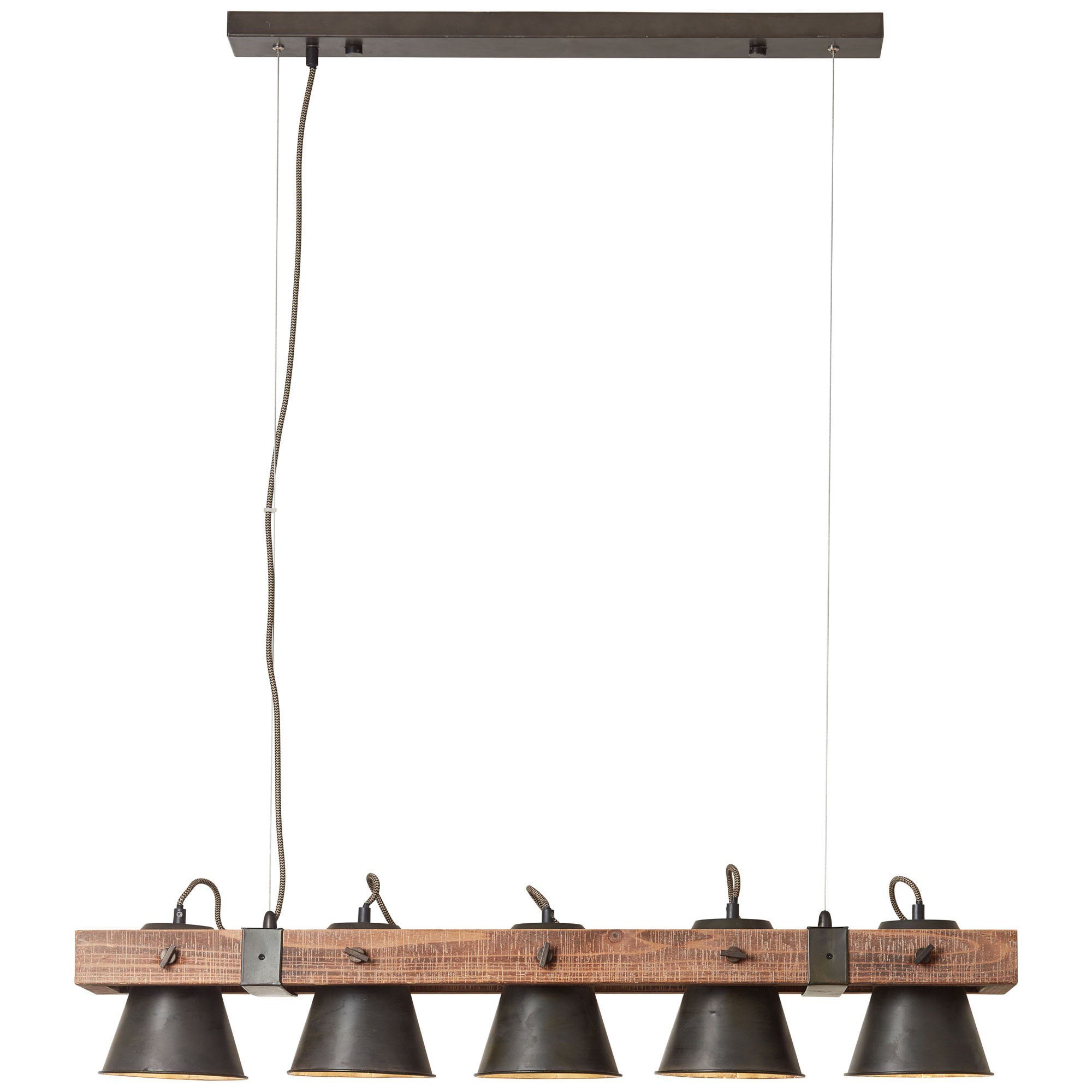 Brilliant Pendelleuchte Plow, ohne Leuchtmittel, Hängelampe 5flg, schwenkbar, stahl/holz