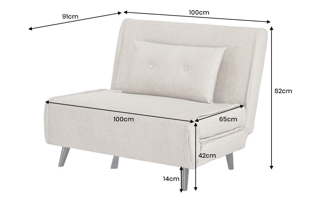 riess-ambiente Relaxsessel SMART MULTIFUNCTION 100cm champagner - Samt, Bettfunktion, mit Kissen (Einzelartikel, 1-St), ausziehbare Schlafgelegenheit - ideal für Wohn- oder Gästezimmer