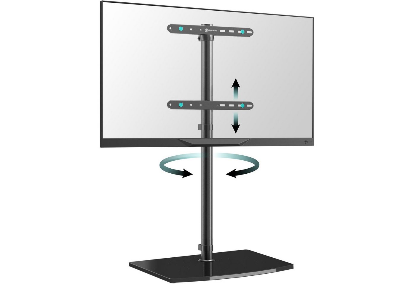 ONKRON TV-Ständer ONKRON 30-60 Zoll, bis 41 kg, TS5065-B, (bis 60,00 Zoll, TV Bodenständer, TS5065-B, max. Belastbarkeit bis zu 41 kg, schwenkbar, Hartglas, Flach&Curved)