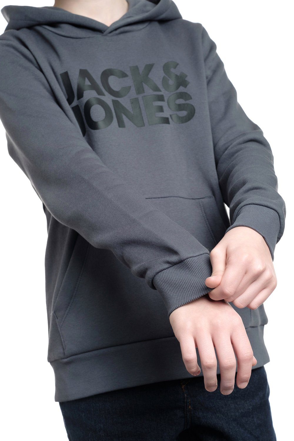 Kapuzenpullover Junior Jack & Jones Darkslate-Black Unifarbe