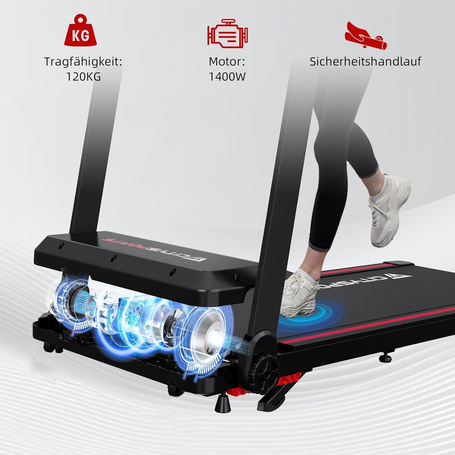 CITYSPORTS Laufband Heim-Laufband mit Steigung (Mit Toolkit, Schmiermittel), Klappbares Laufband bis 12 km/h mit APP walking jogging pad