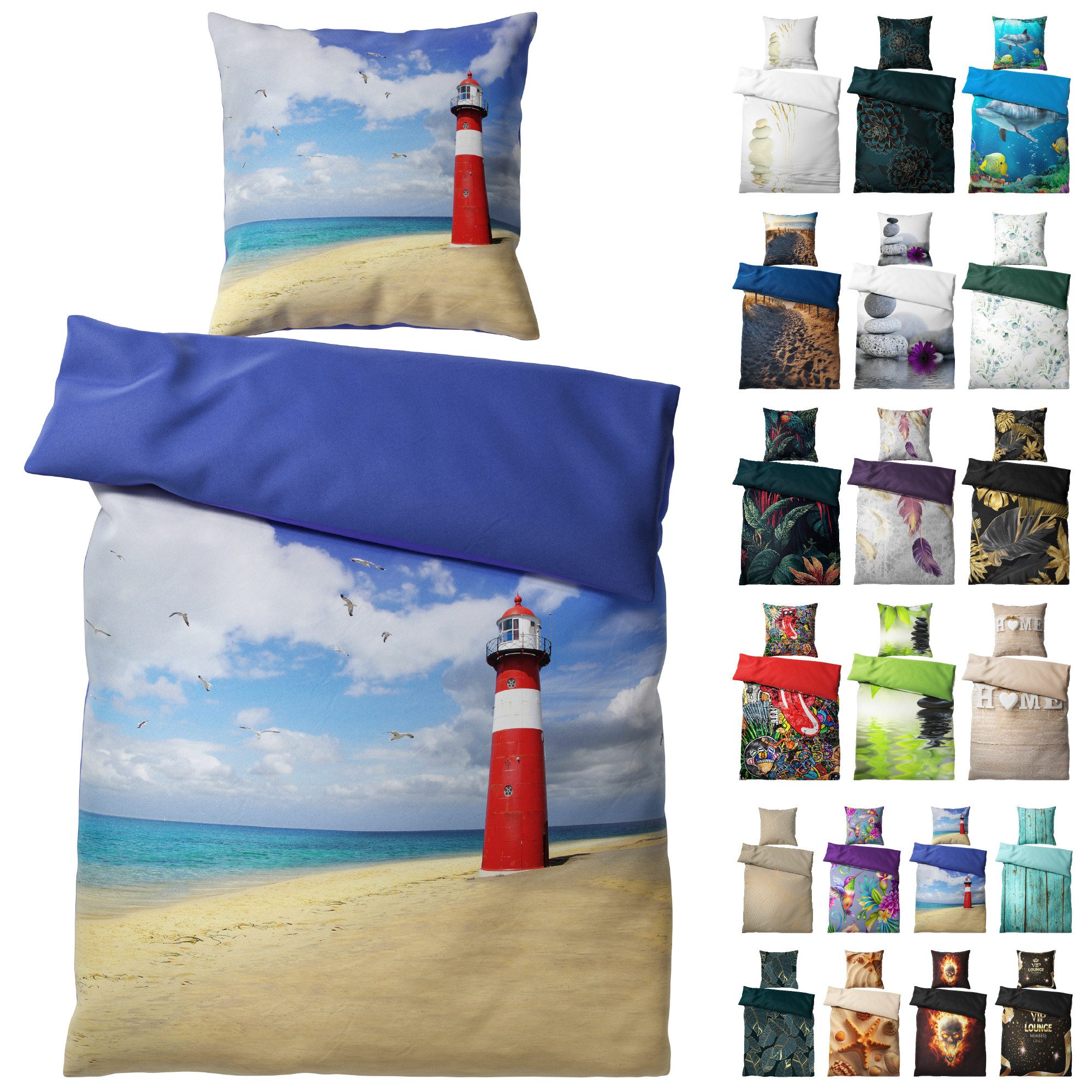 Sanilo Bettwäsche 135x200 cm, viele moderne Motiv Bettbezüge, Bettbezug und Kissenbezug, Baumwolle, mit Reißverschluss, OEKO-TEX Standard 100