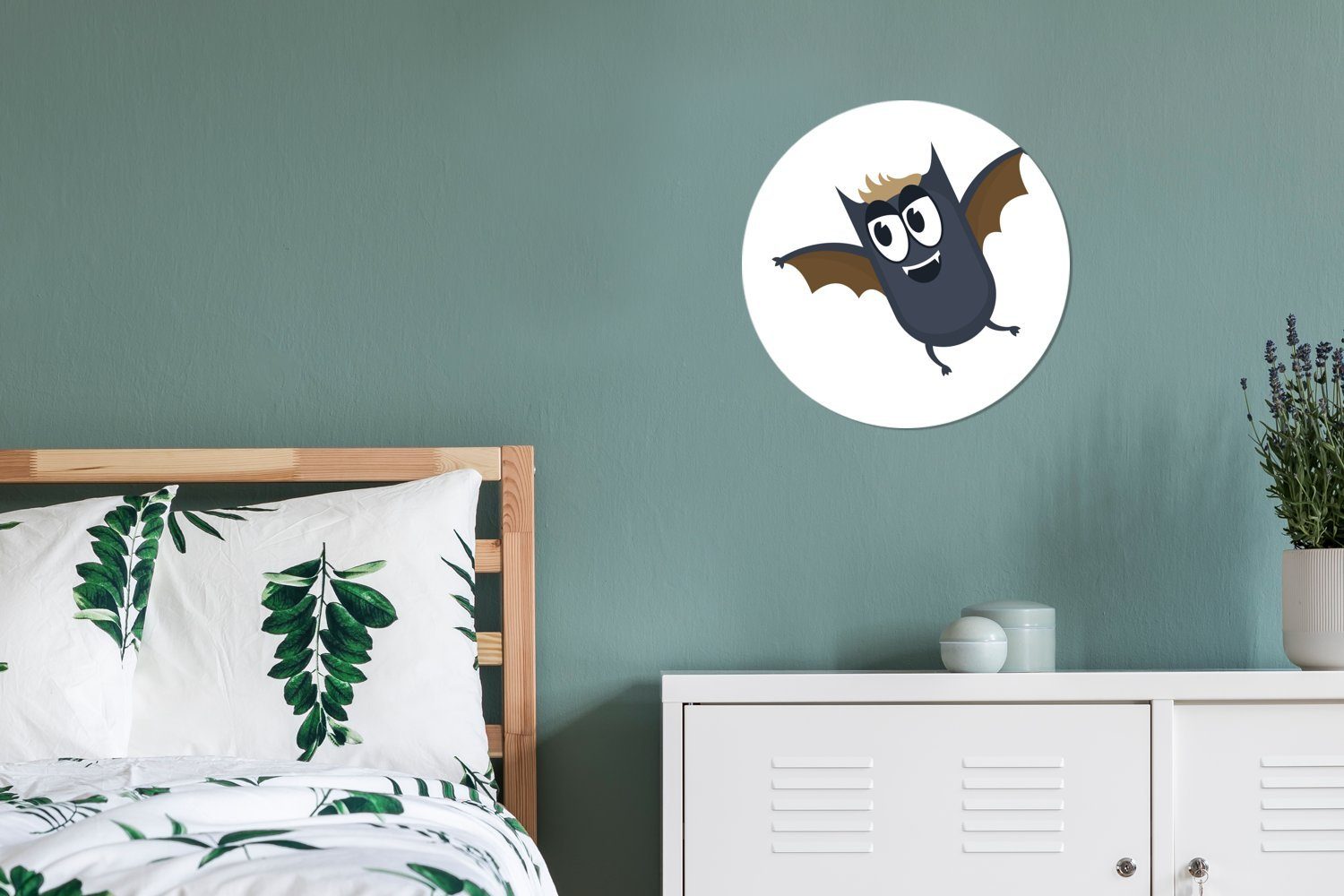 Tapetenkreis St), Fledermaus einer Rund, Kinderzimmer, mit MuchoWow Wohnzimmer Tapetenaufkleber, (1 kleinen Wandsticker für Illustration Flügeln