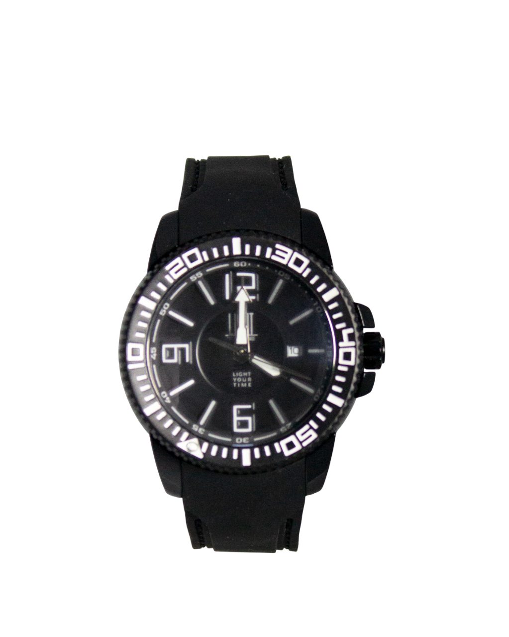 Chronograph Armbanduhr Herren Kunststoff Silikonband Schwarz Datum L134BLK