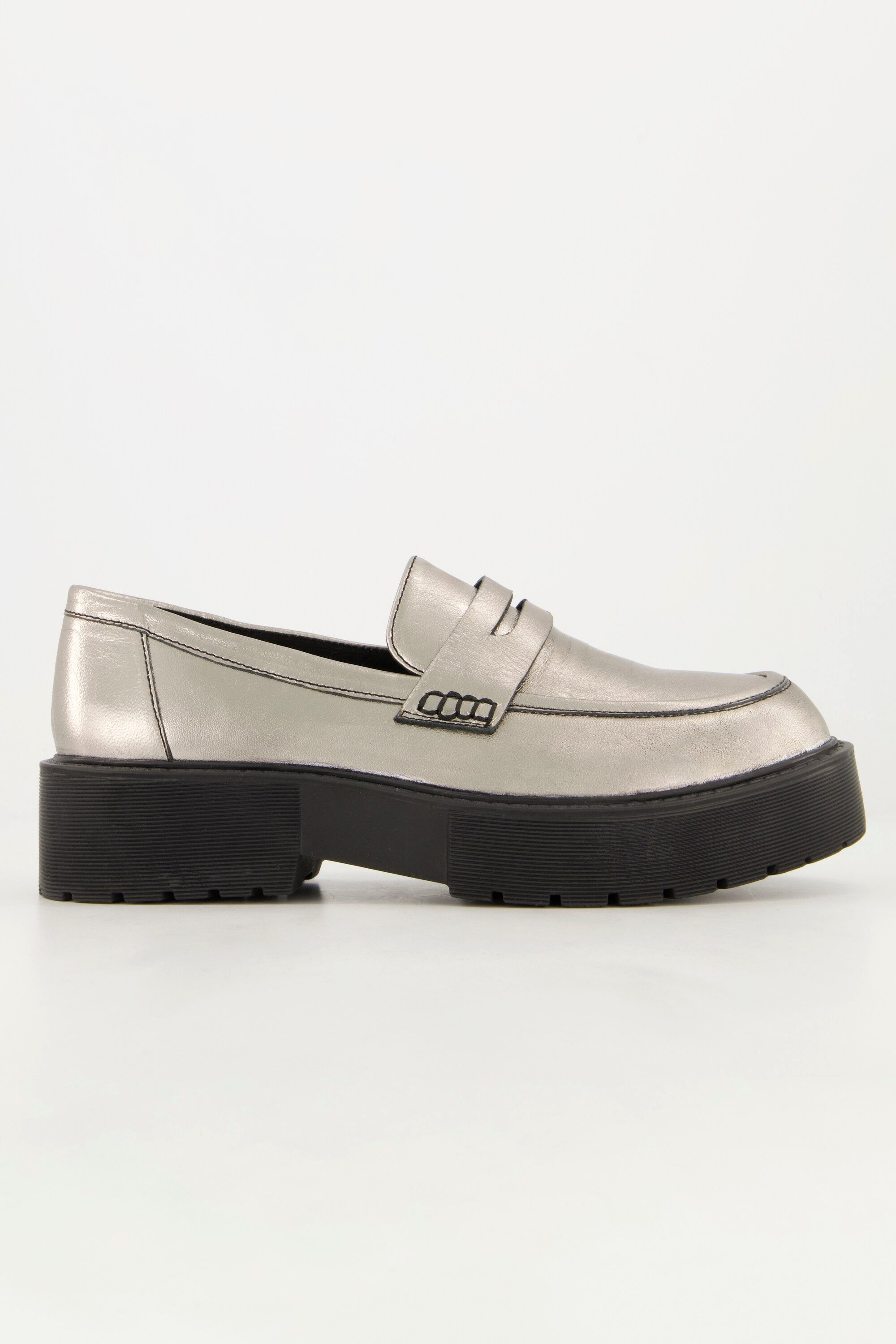 Studio Untold Leder-Loafer Echtleder in Silber Plateausohle Mokassin