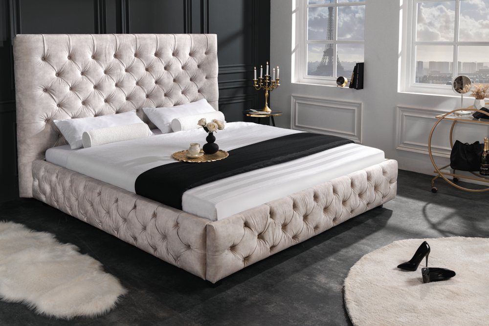 riess-ambiente Polsterbett PARIS 180x200cm champagner (Einzelartikel, 1-tlg), Schlafzimmer · Samt · Holz · Kingsize · Chesterfield Design