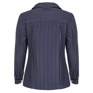 modAS Langarmhemd Damen Takelhemd mit Kordelschnürung - Maritimes Fischerhemd Gestreift