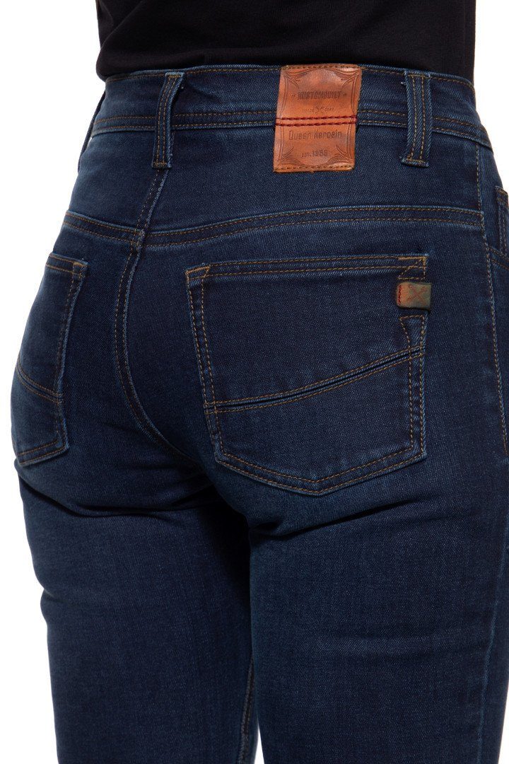 King Kerosin Motorradhose Queen Kerosin Motogear Dark Blue Damen Motorrad Jeans abriebfest reißfest