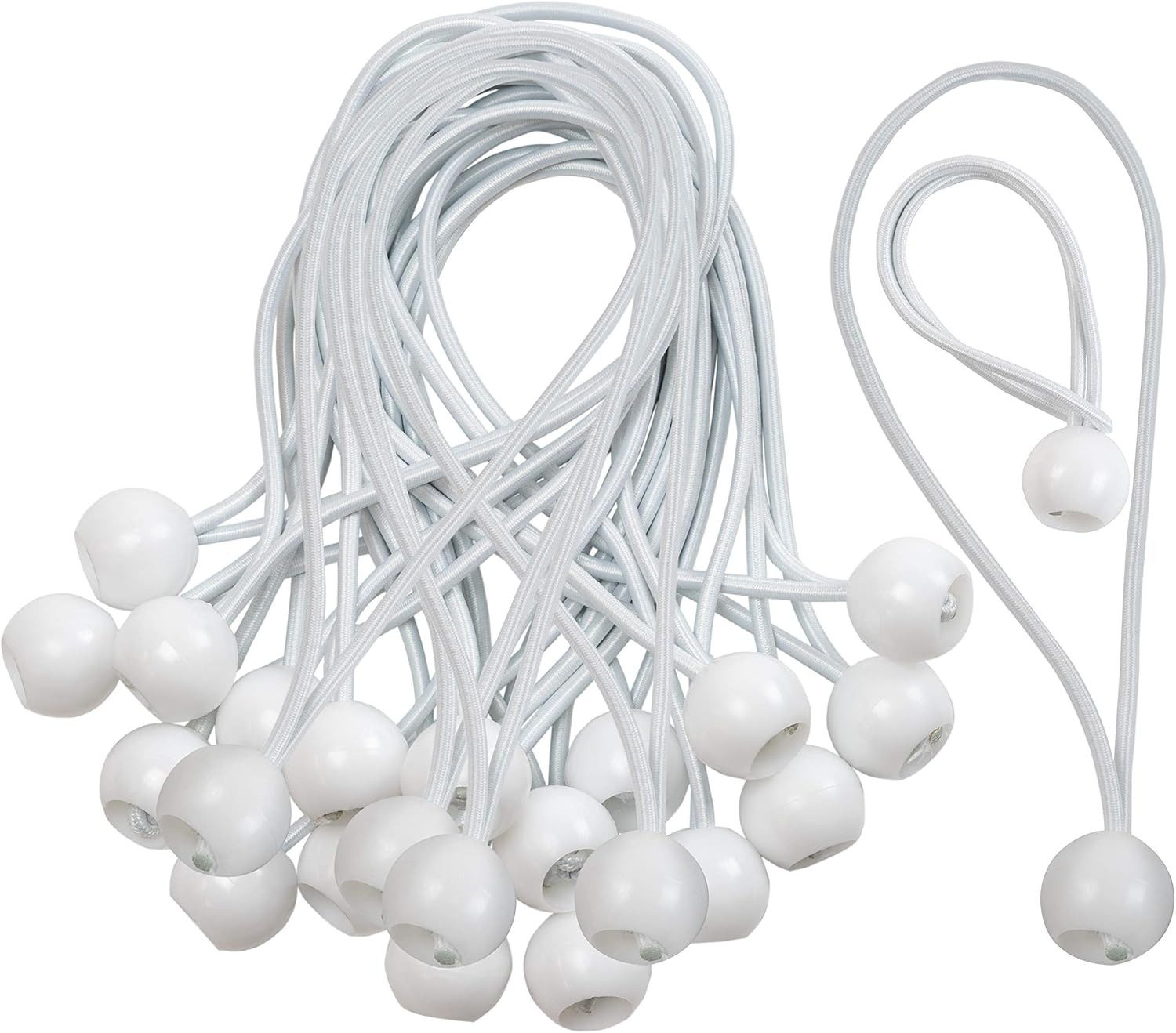 Spanngurt Planenspanner mit Kugel für Banner, Planen, Pavillions, Zelte (Expanderschlingen, Planenhalter, Gummispanner, Zeltgummis, Spanngummis, 25-St)