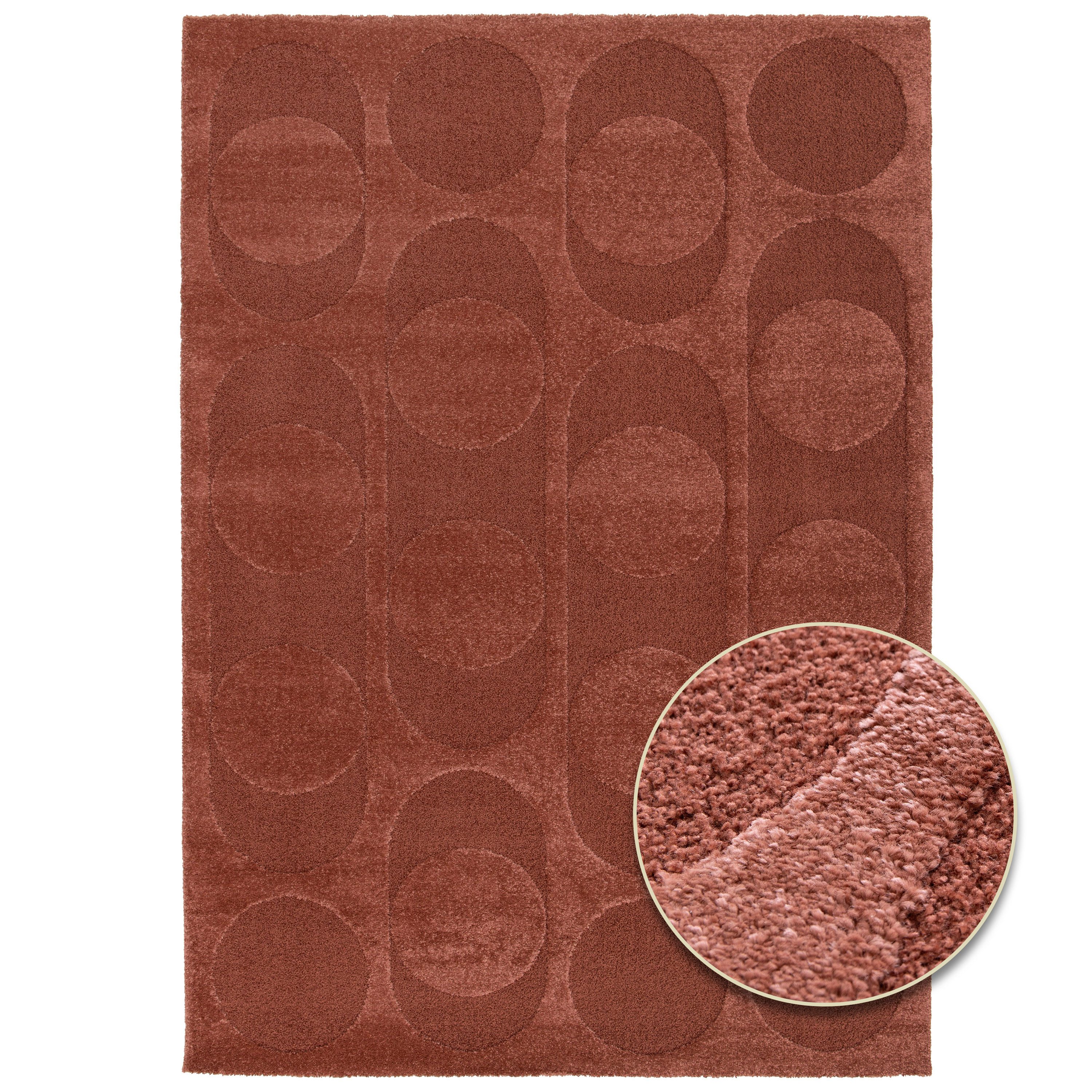 Primaflor-Ideen in Textil Teppich COSMO Point, Made in Belgium, rechteckig, Höhe: 14 mm, modernes Design, Hoch-Tief Effekt, weicher Flor