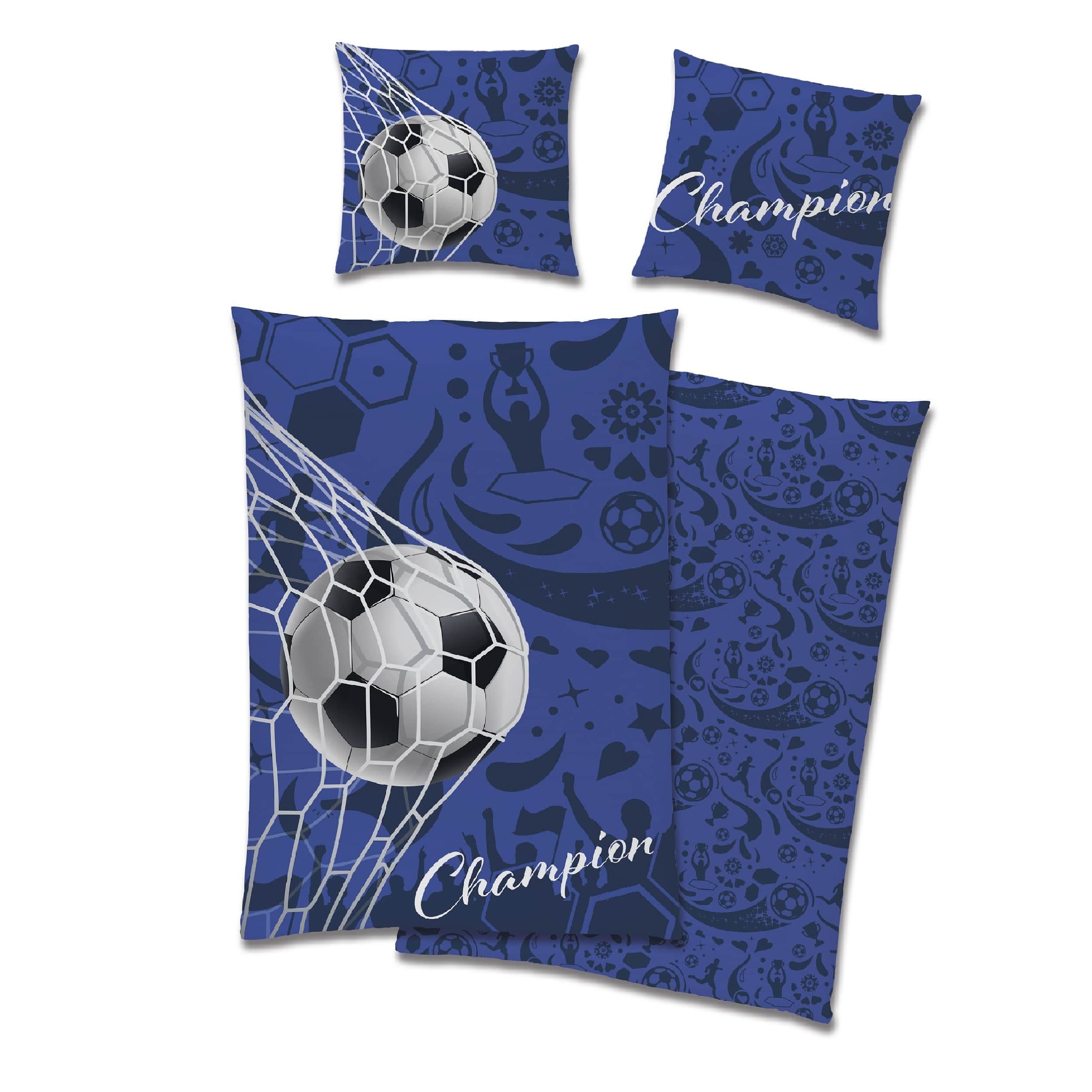 Familando Kinderbettwäsche Fußball Motiv Champion 135x200 günstig online kaufen