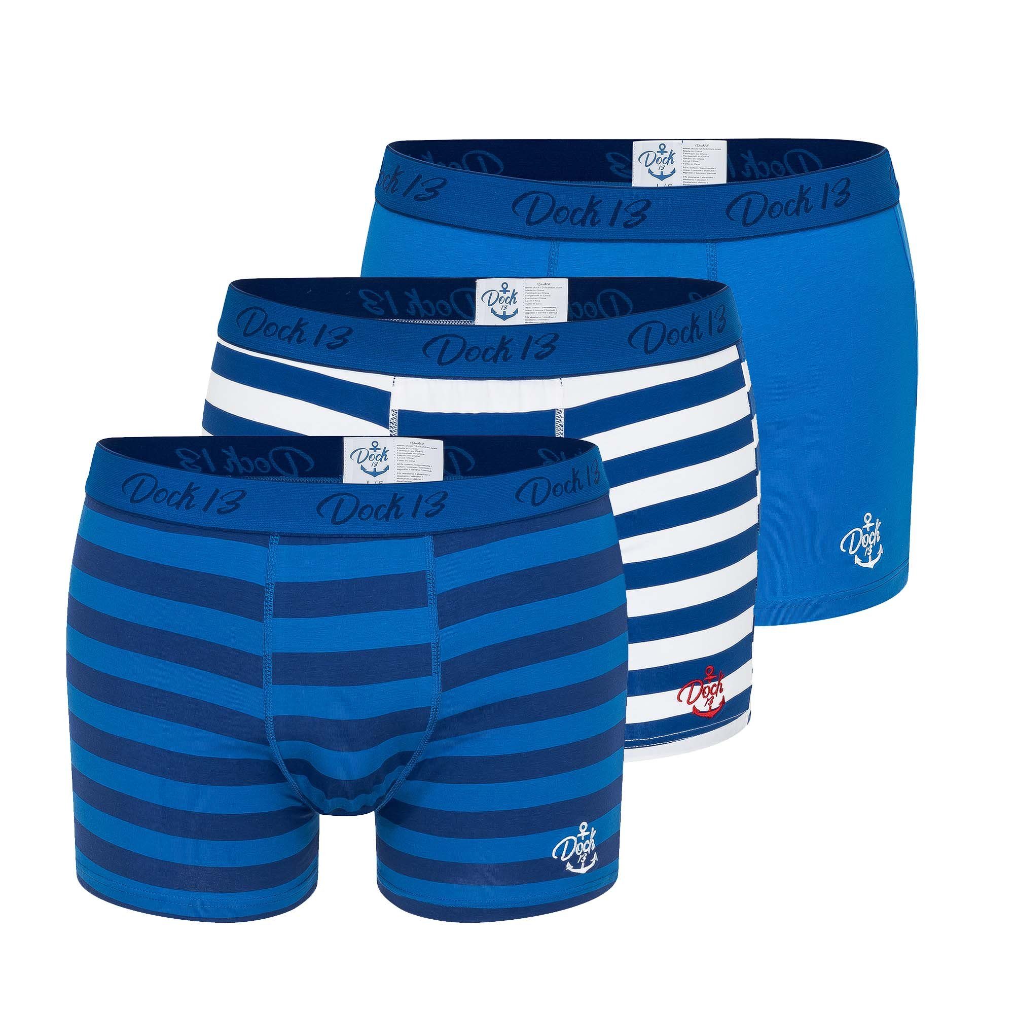 Dock13 Retro Boxer Dock13 Männer Boxershorts "Grömitz" Maritim (3er Pack Bo günstig online kaufen