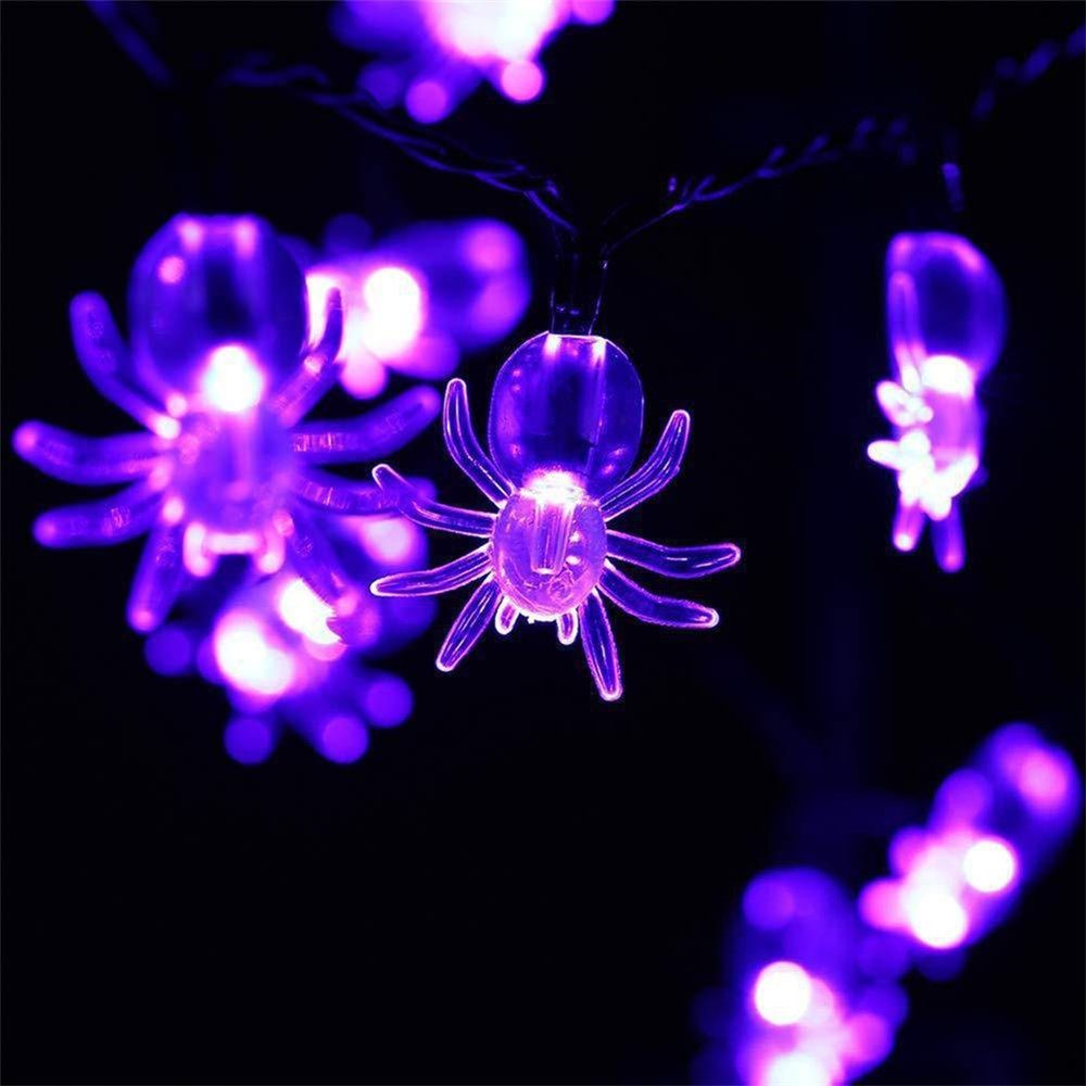 mit LED Halloween Spinne, Lichterketten Oneid Lichterkette Lila Fernbedienung Lichterkette