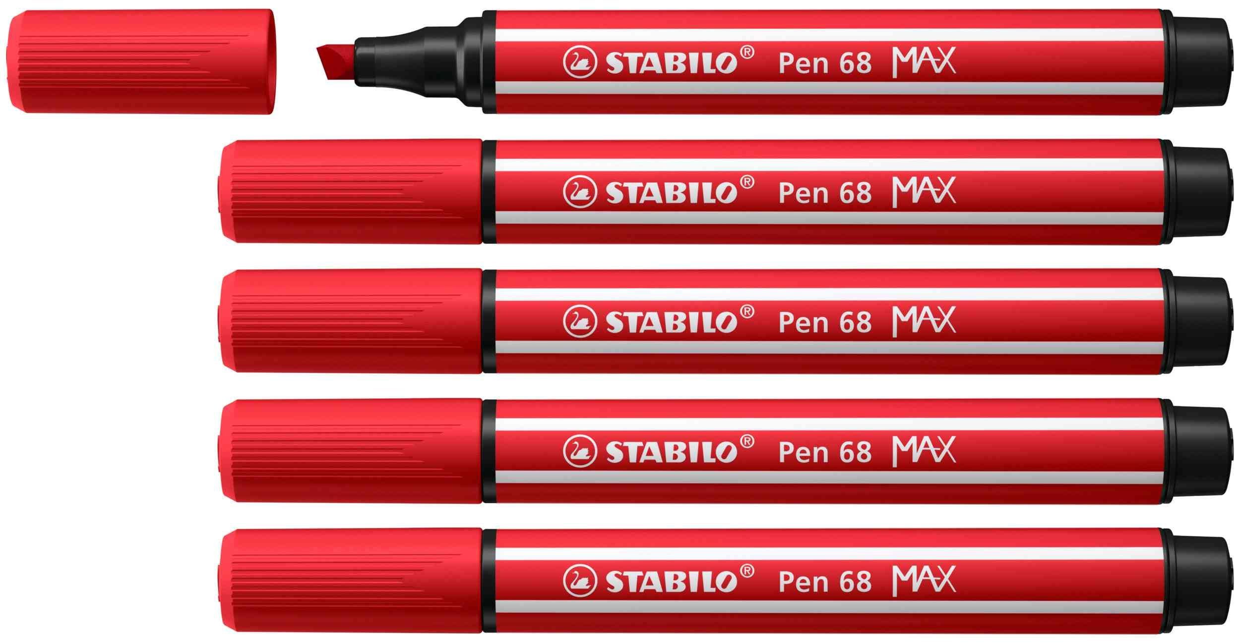 STABILO Filzstift STABILO Pen MAX, Filzstifte karmin 68 Set, 5er