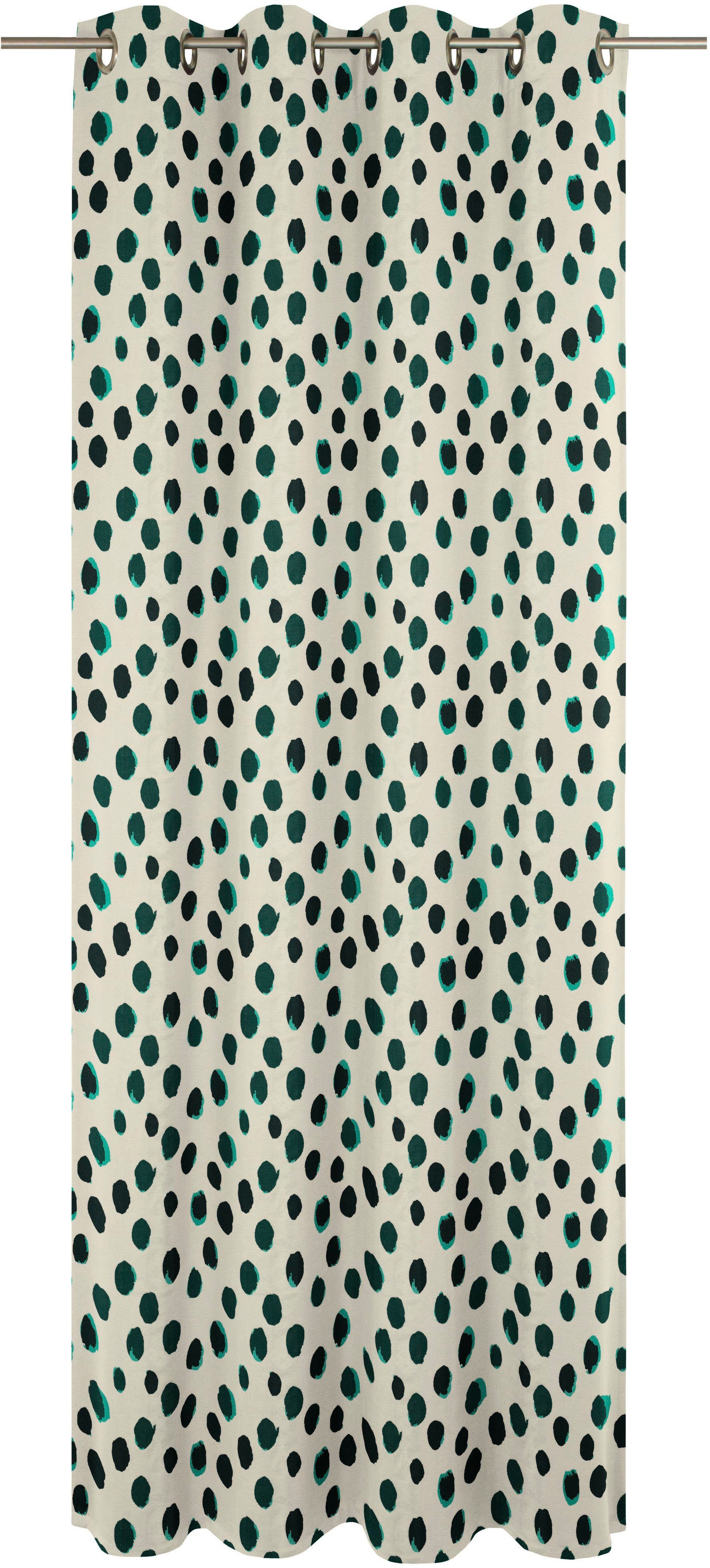 Vorhang Dots, Ösen (1 Materialien blickdicht, nachhaltige Jacquard, naturweiß/dunkelgrün Adam, St)
