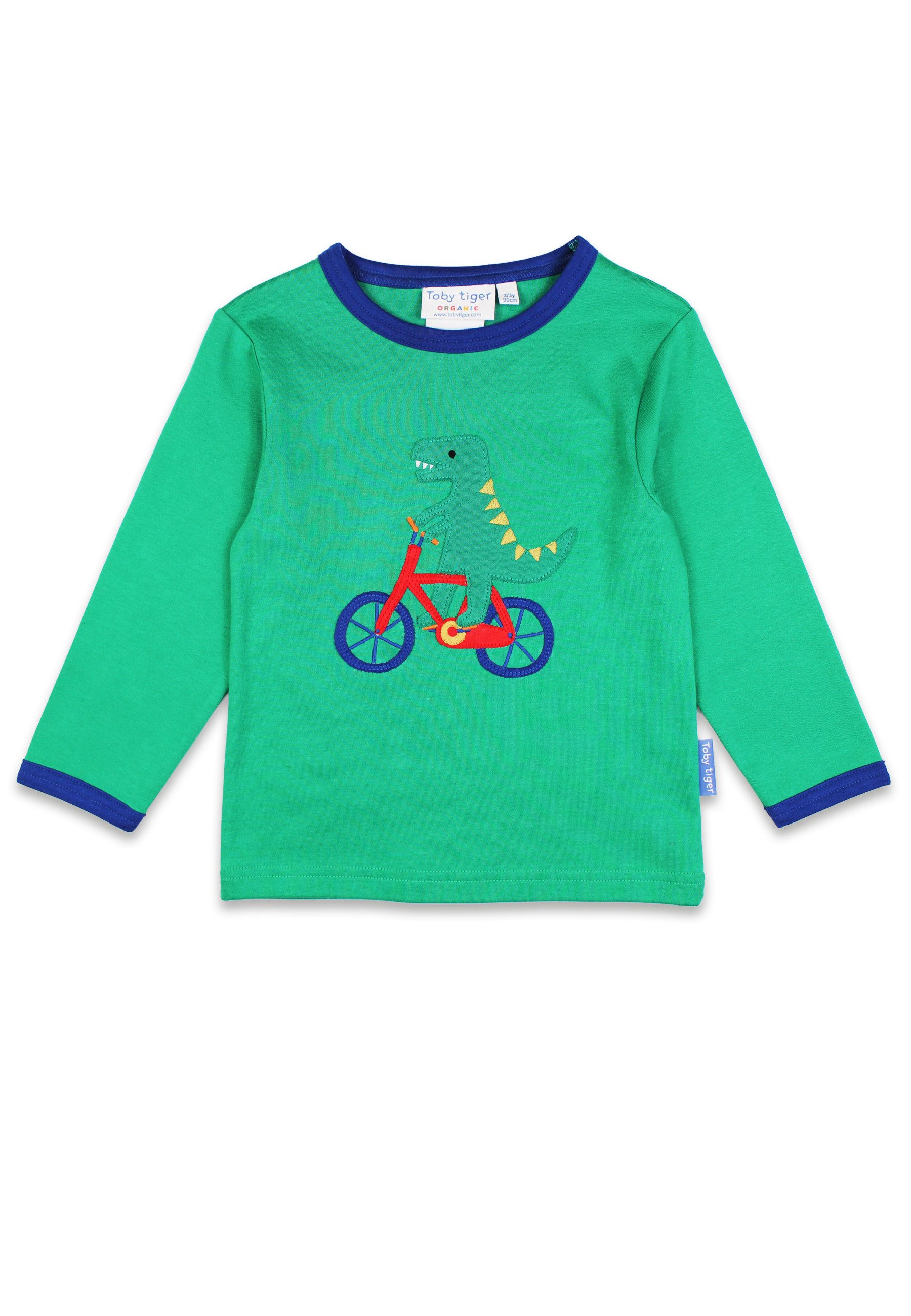 Langarmshirt Langarmhirt mit Applikation Dino auf Fahrrad