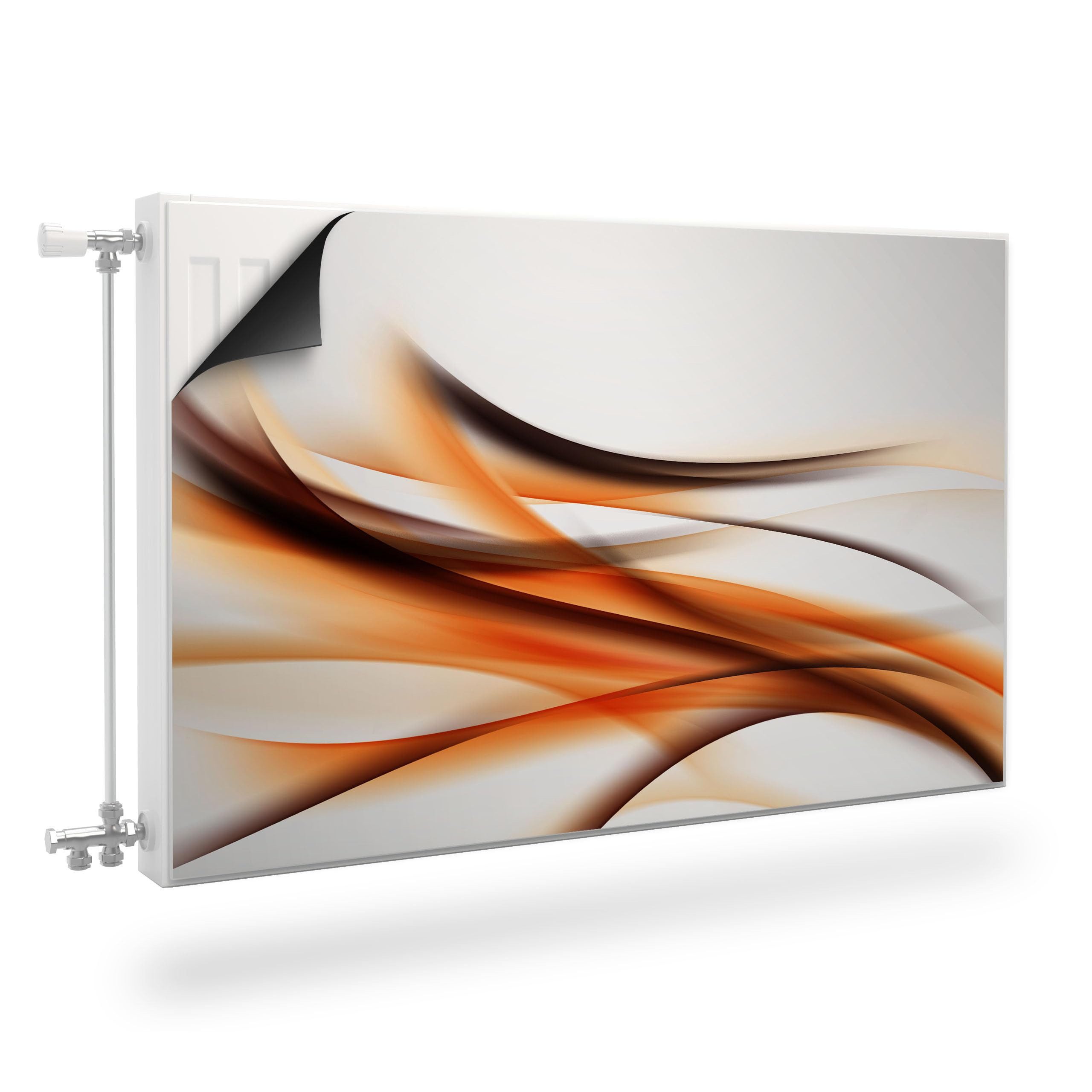 Muralo Magnetfolie Heizkörperverkleidung Orange Abstrakte Welle – Heizkörperabdeckung, 80x60 cm, abriebfest, abwischbar