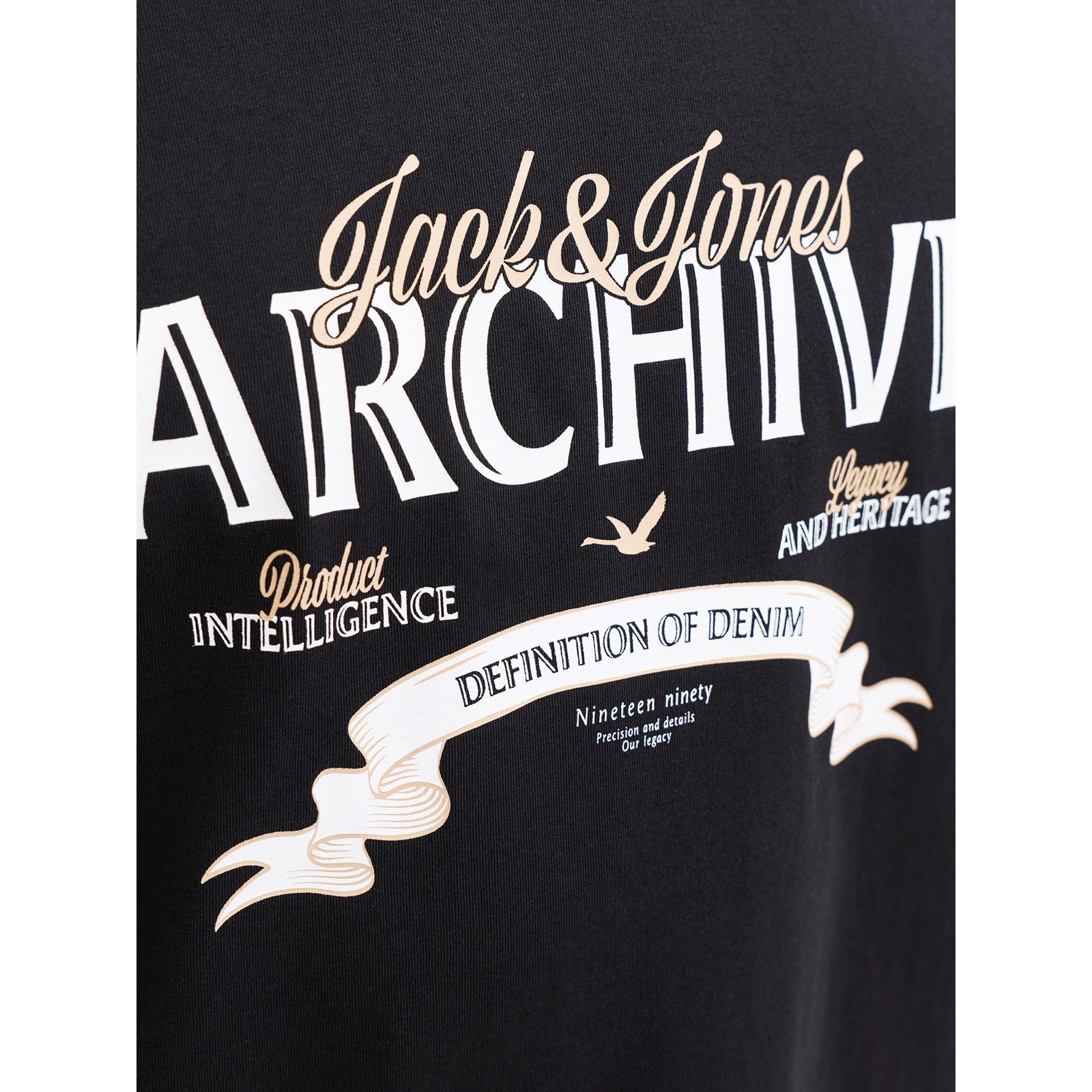 Jack & Jones Rundhalsshirt Jack&Jones Übergrößen T-Shirt JJEDOVER Print schwarz