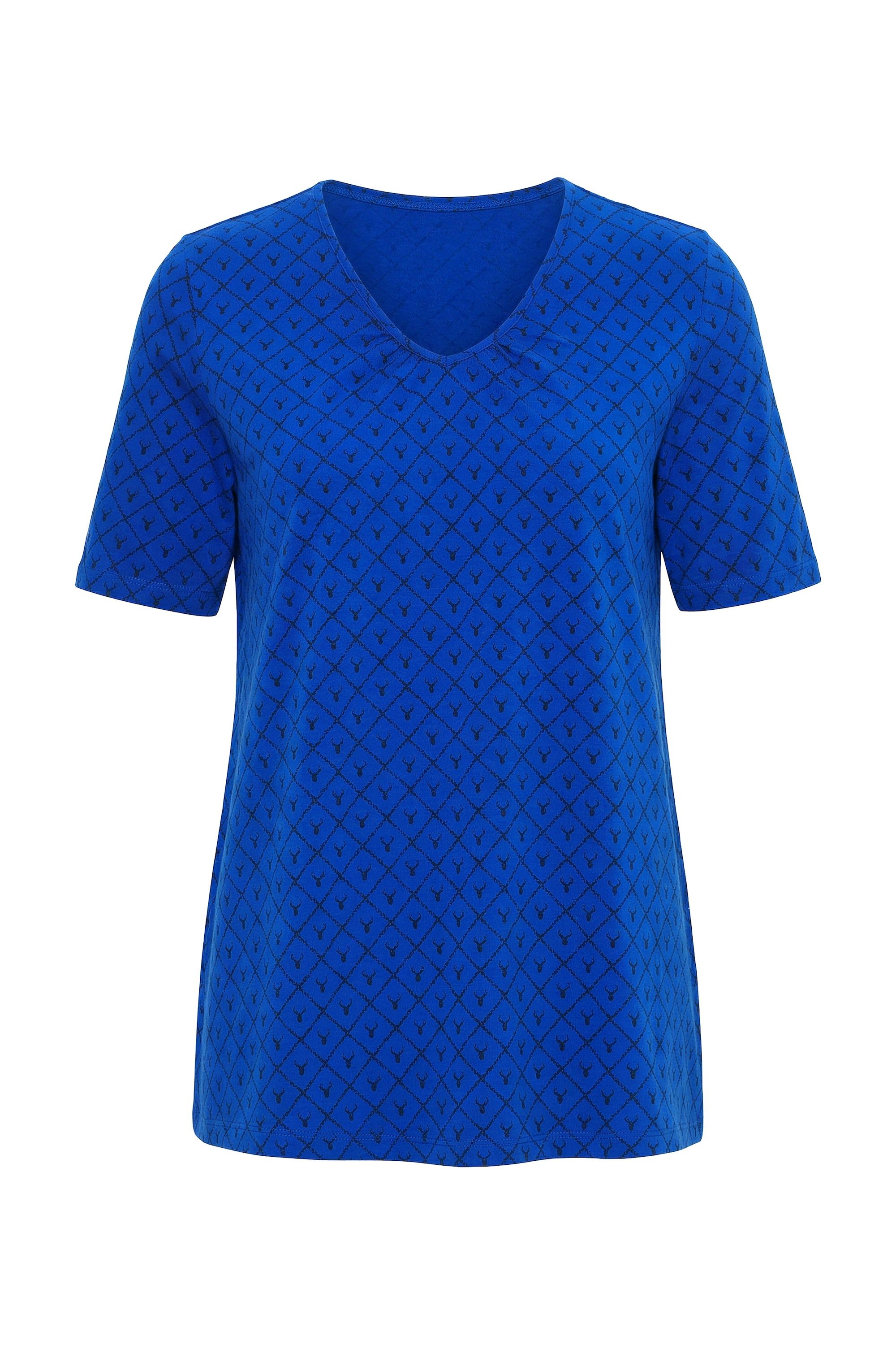 Ulla Popken T-Shirt T-Shirt Hirschgeweih A-Linie V-Ausschnitt Halbarm