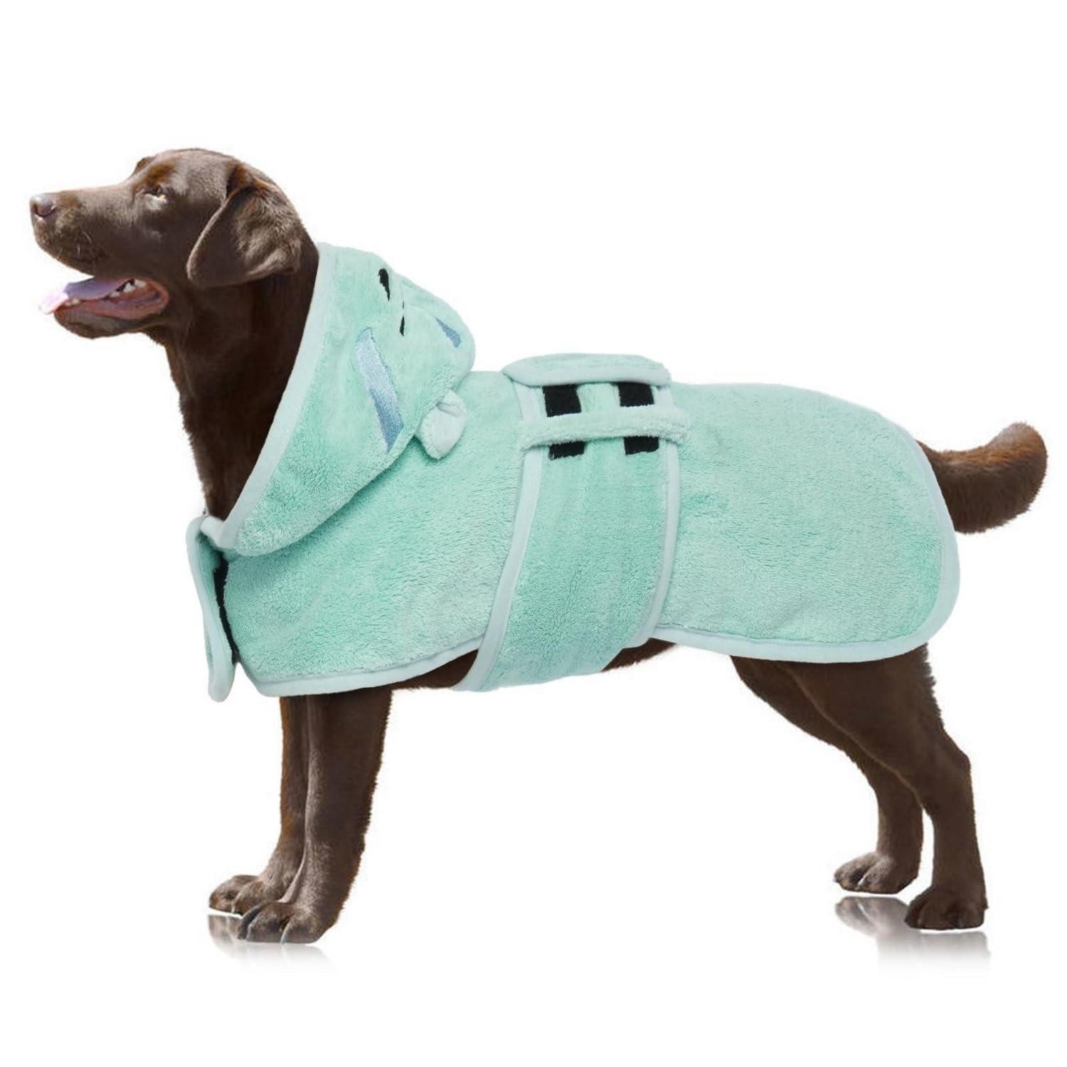 LuxusKollektion Hundebademantel Hundetrockenmantel L Grün Mikrofaser