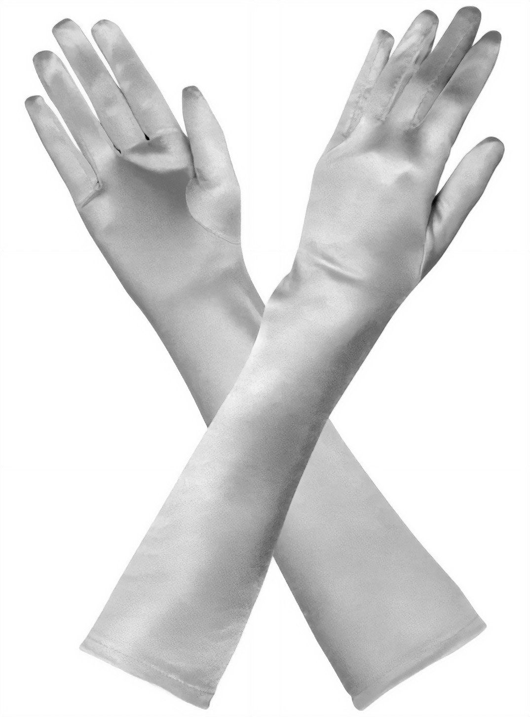 thetru Kostüm 20er Jahre Handschuhe silber, Silberne Satin Handschuhe für D günstig online kaufen