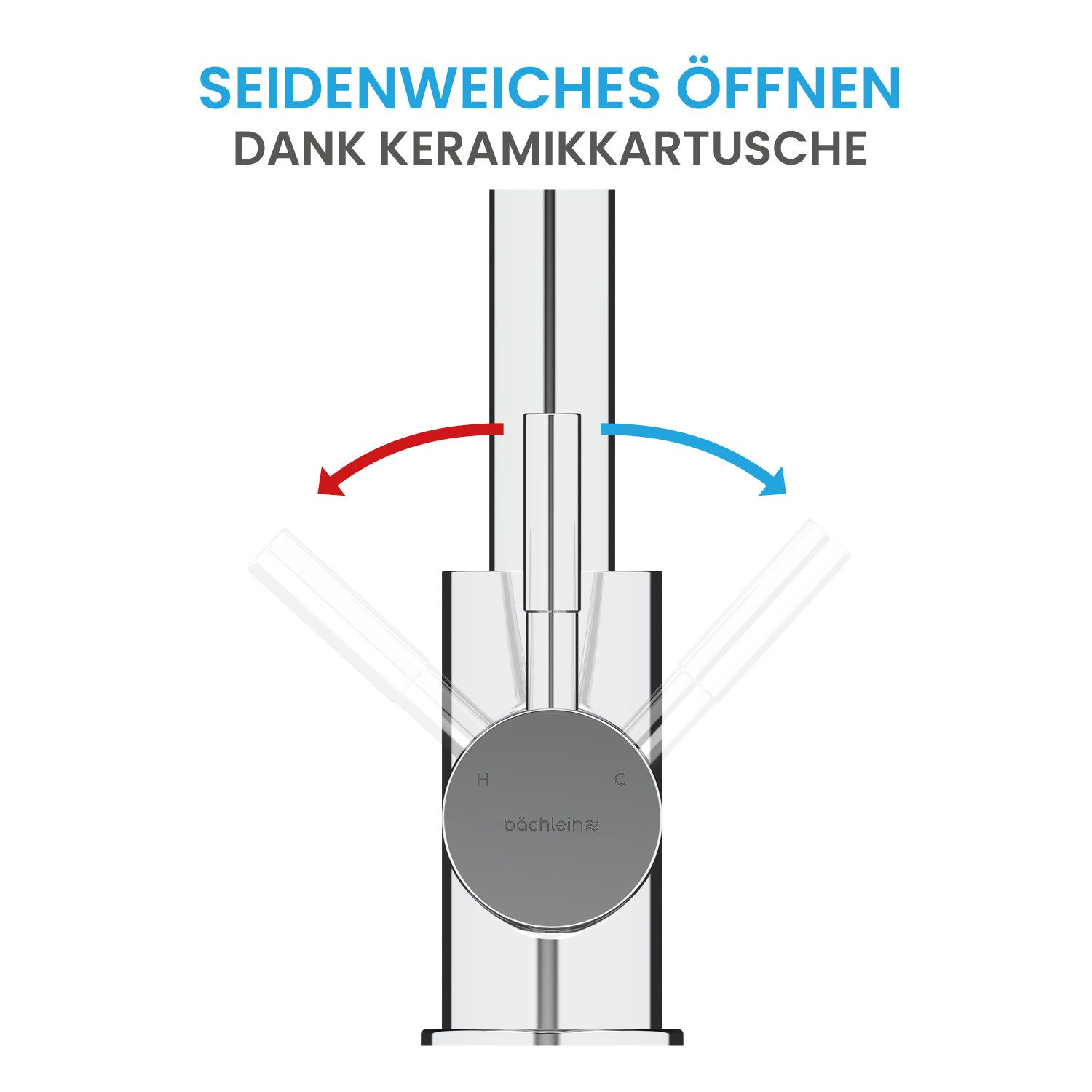 Bächlein Spültischarmatur Elegante Küchenarmatur Kocuso (Chrom) hochwertige Designarmatur mit ausziehbarem Flexschlauch