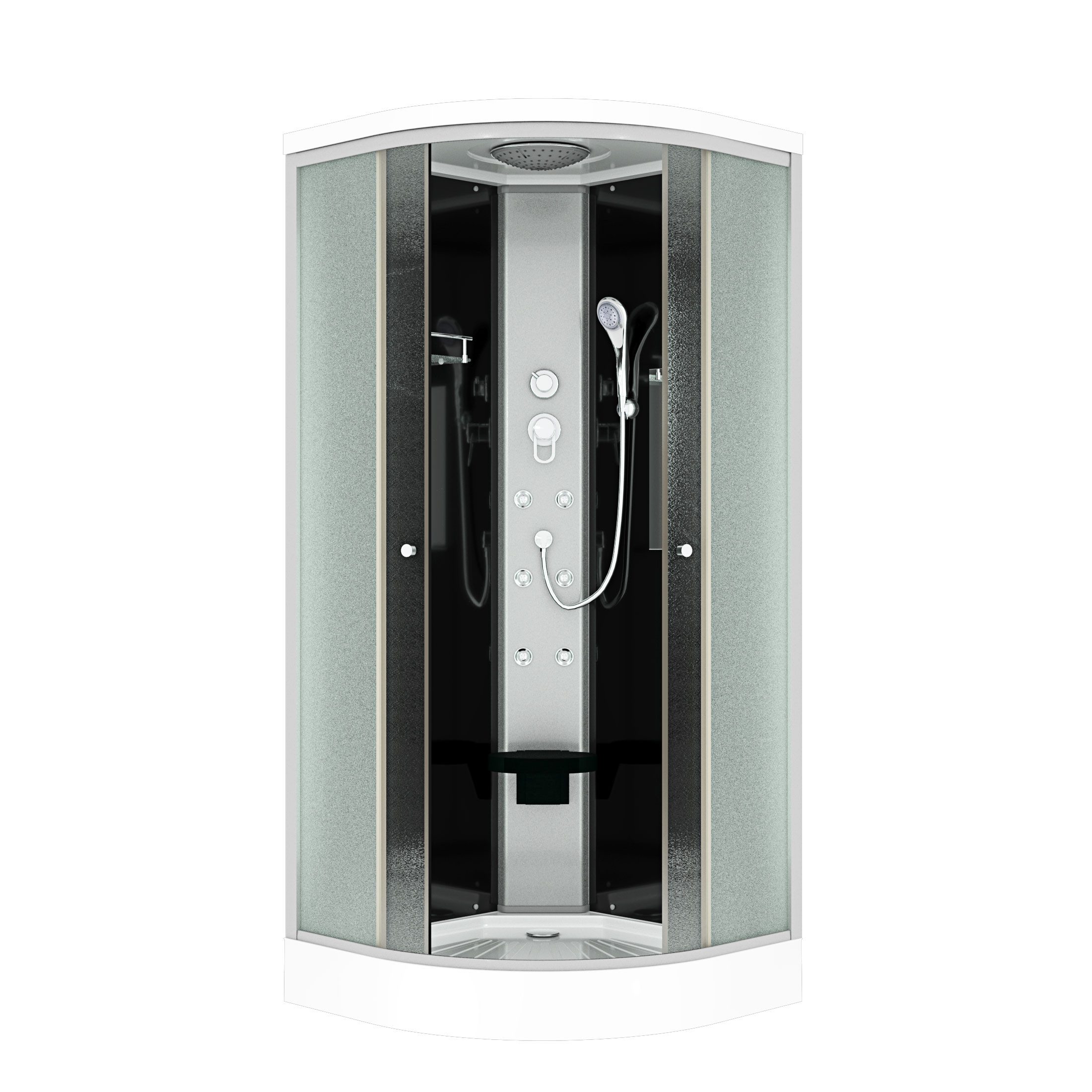 AcquaVapore Komplettdusche Dusche Fertigdusche D10-23M0-ALL Schwarz 100x100, Sicherheitsglas ESG, inklusive Duschwanne, Höhenverstellbar, Mit Bauanleitung, Mit Spiegel, Gehärtetes Glas, Inte