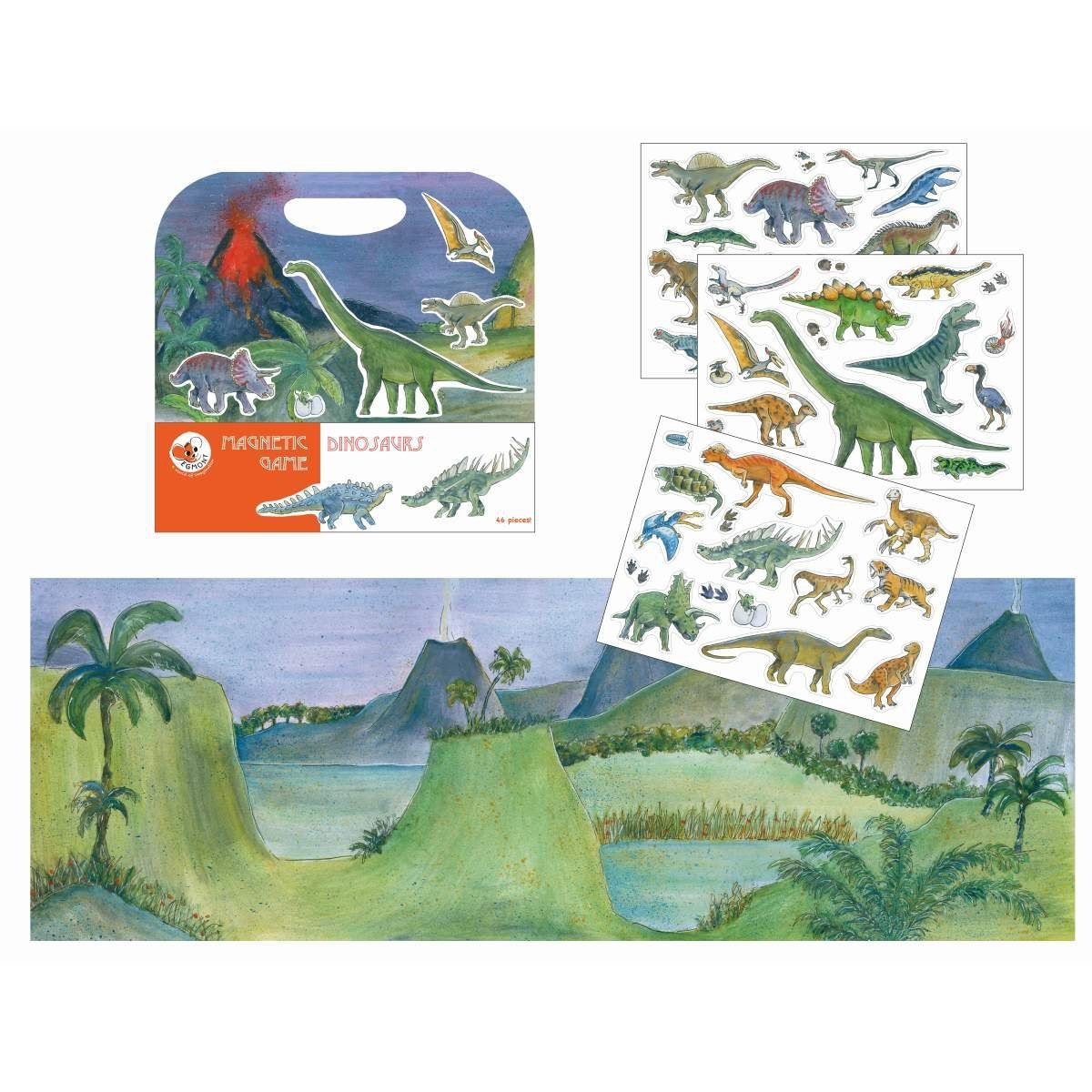 Egmont Toys Magnetspiel Dinos 46 Teile im Koffer ähnlich wie Sticker Magnetspielbausteine