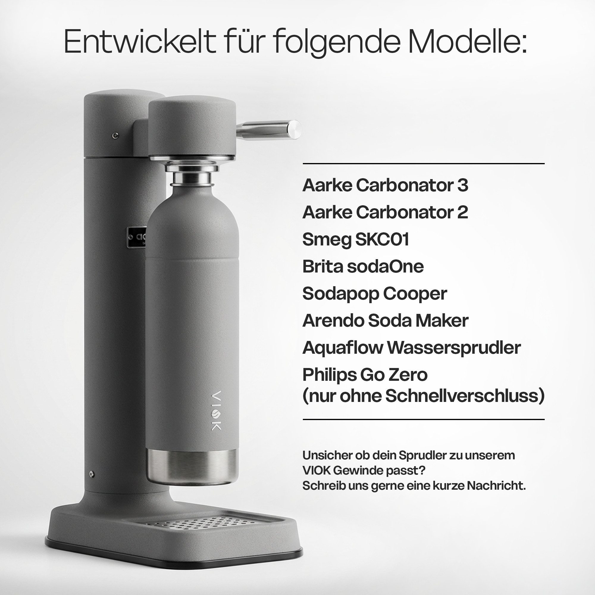 VIOK Wassersprudler Flasche Edelstahlflasche 1,3 L für Aarke Carbonator 3, SMEG, Brita, Arendo, Mit Trageschlaufe, Spülmaschinenfest, kein Ablaufdatum – Bild 2 von 5