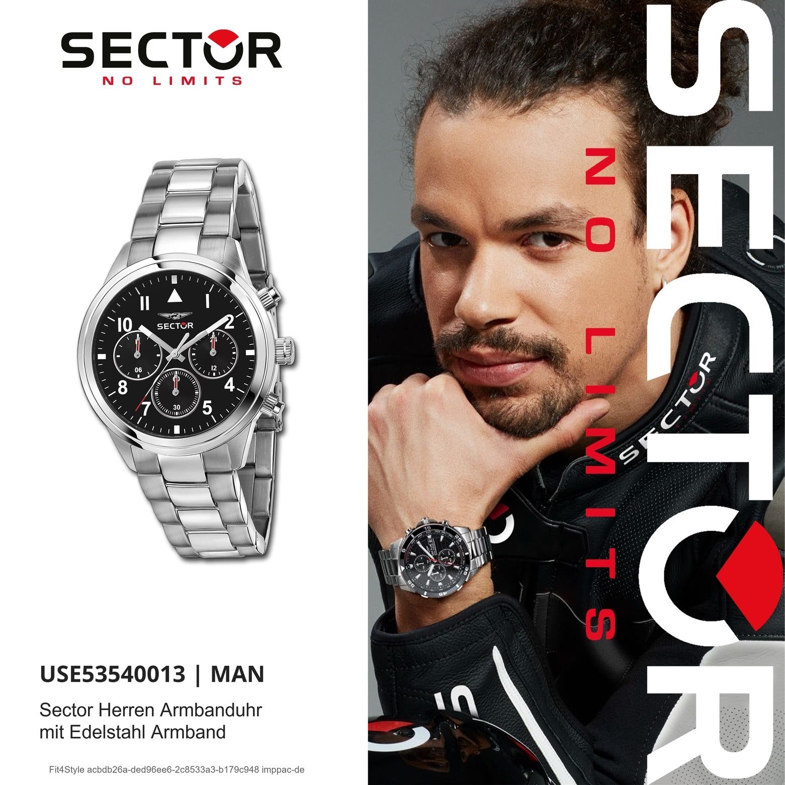 Sector Multifunktionsuhr Sector Herren Multifunkt, (ca. 45mm), silber groß Edelstahlarmband Armbanduhr Armbanduhr Herren rund