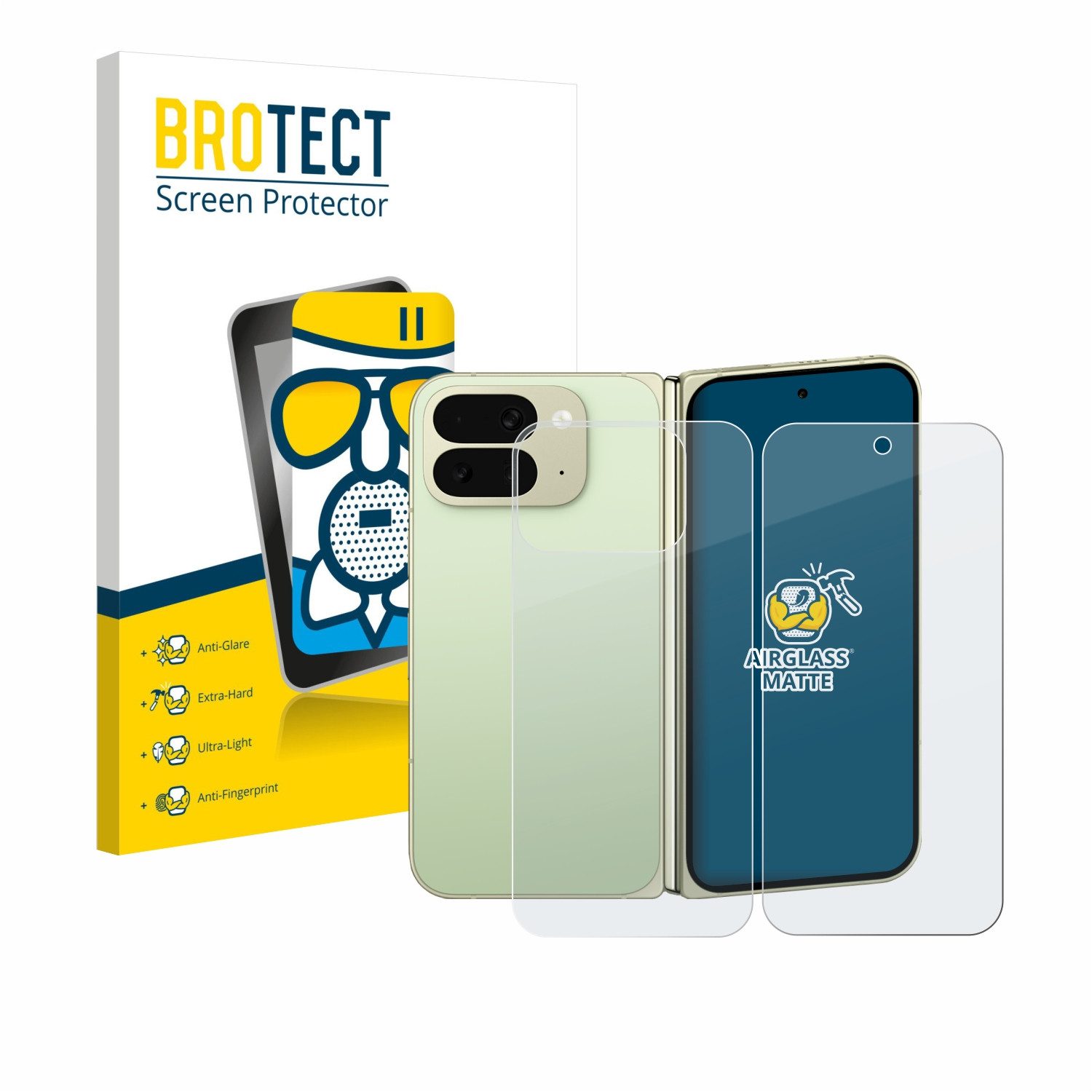 BROTECT Displayschutzglas Folie für Google Pixel 10 Pro Fold (Display+Rückseite), Schutzfolie Glas Panzer Display Schutz matt