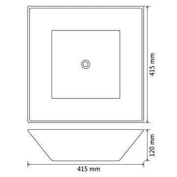 vidaXL Badezimmer-Set Waschbecken Keramik Quadratisch Schwarz 41,5 x 41,5 x 12 cm