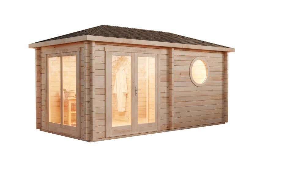 FinnTherm Saunahaus Pori-70, BxTxH: 508 x 274 x 263 cm, 70 mm, in Naturbelassen Inkl. Fußboden