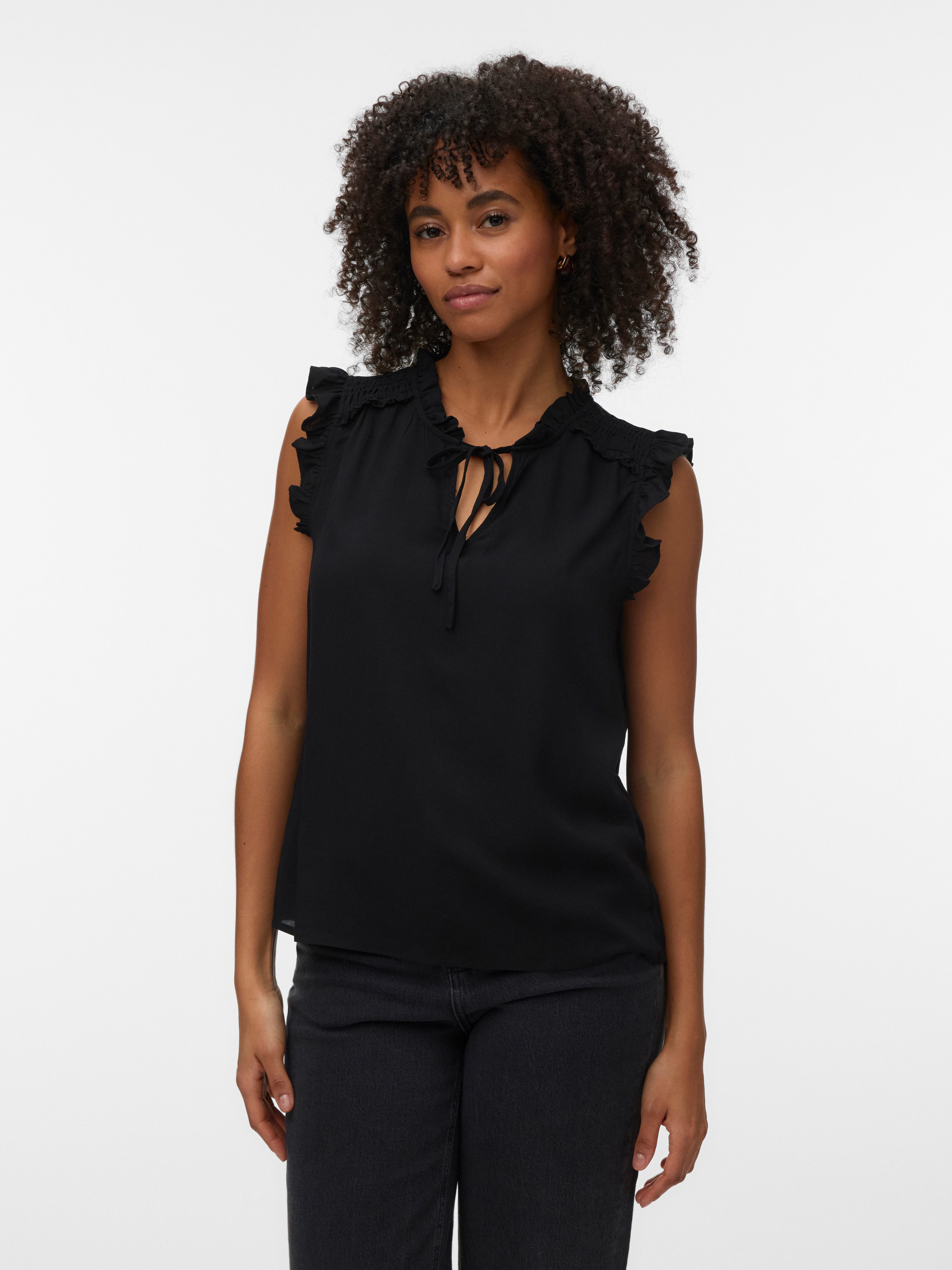 Vero Moda Rüschentop VMALBA SL FRILL TOP WVN NOOS Viskose