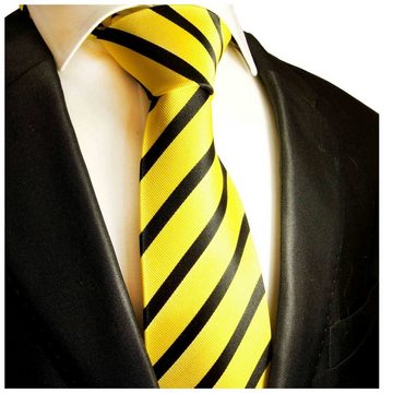 Paul Malone Krawatte Moderne Herren Seidenkrawatte gestreift 100% Seide Breit (8cm), gelb schwarz 979