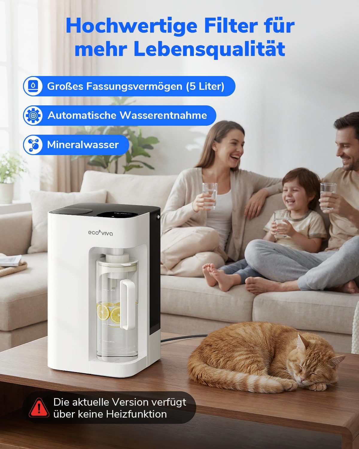 Ecoviva Wasserfilter MATE3 Osmoseanlage Trinkwasser Mit Multifunktions-Wasserkanne, 8-stufige Filtration, TDS-Monitor, Mineralien erhalten