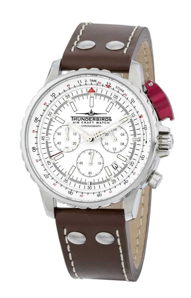 Thunderbirds Chronograph Fighting Steel Herrenuhr TB1048-02 Lederband braun
