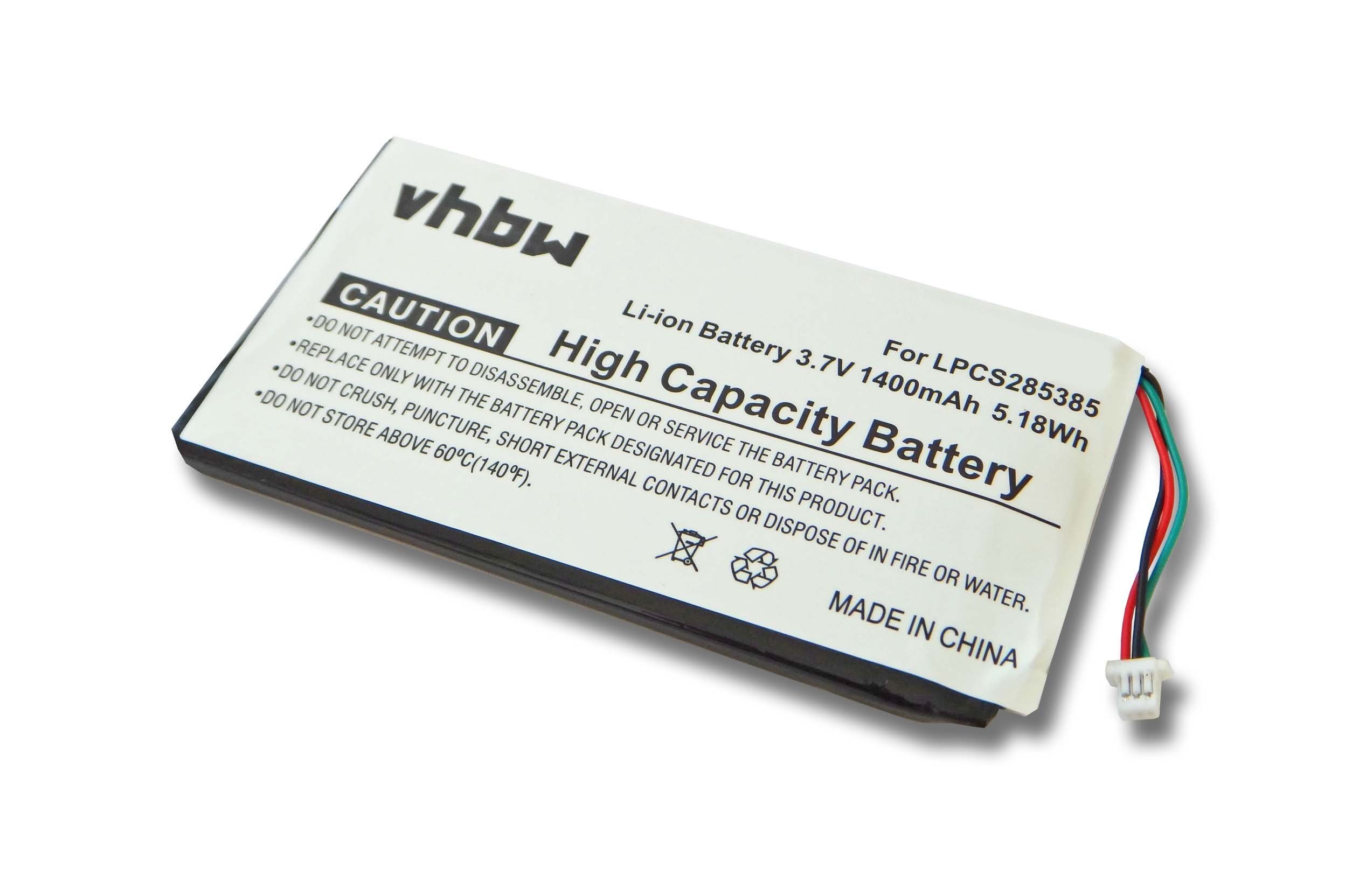 vhbw Akku Ersatz für Creative Labs BA20603R79914, DVP-HD0003, LPCS285385 für (1400mAh, 3,7V, Li-Ion) 1400 mAh