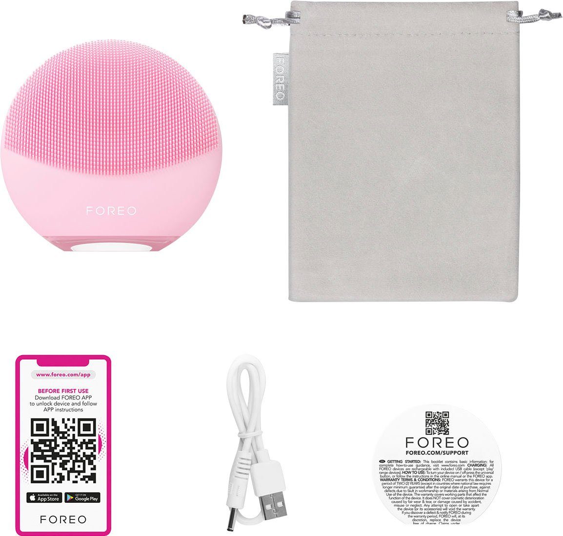 Pearl FOREO Elektrische Gesichtsreinigungsbürste 4 LUNA™ mini Pink