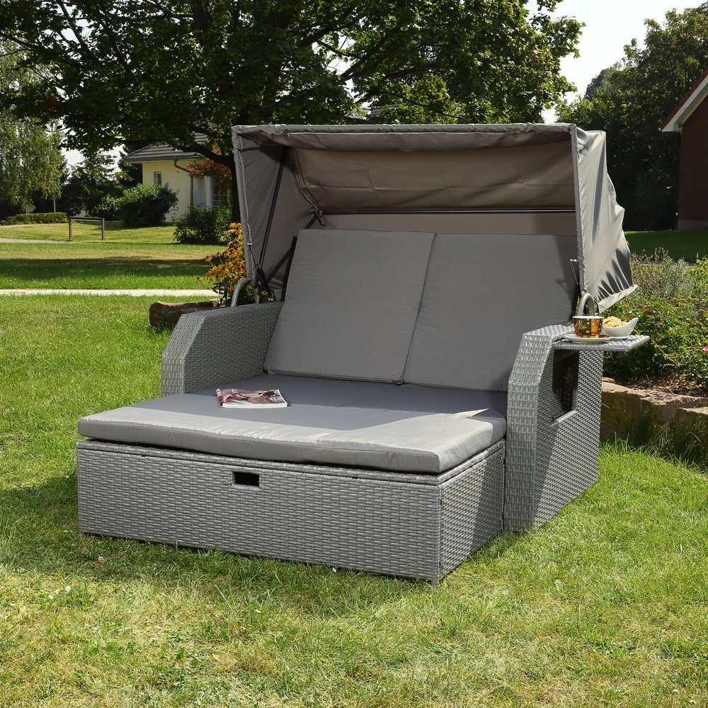 Feel2Home Strandkorb Strandkorb Grau Garten Sonnendach günstig online kaufen