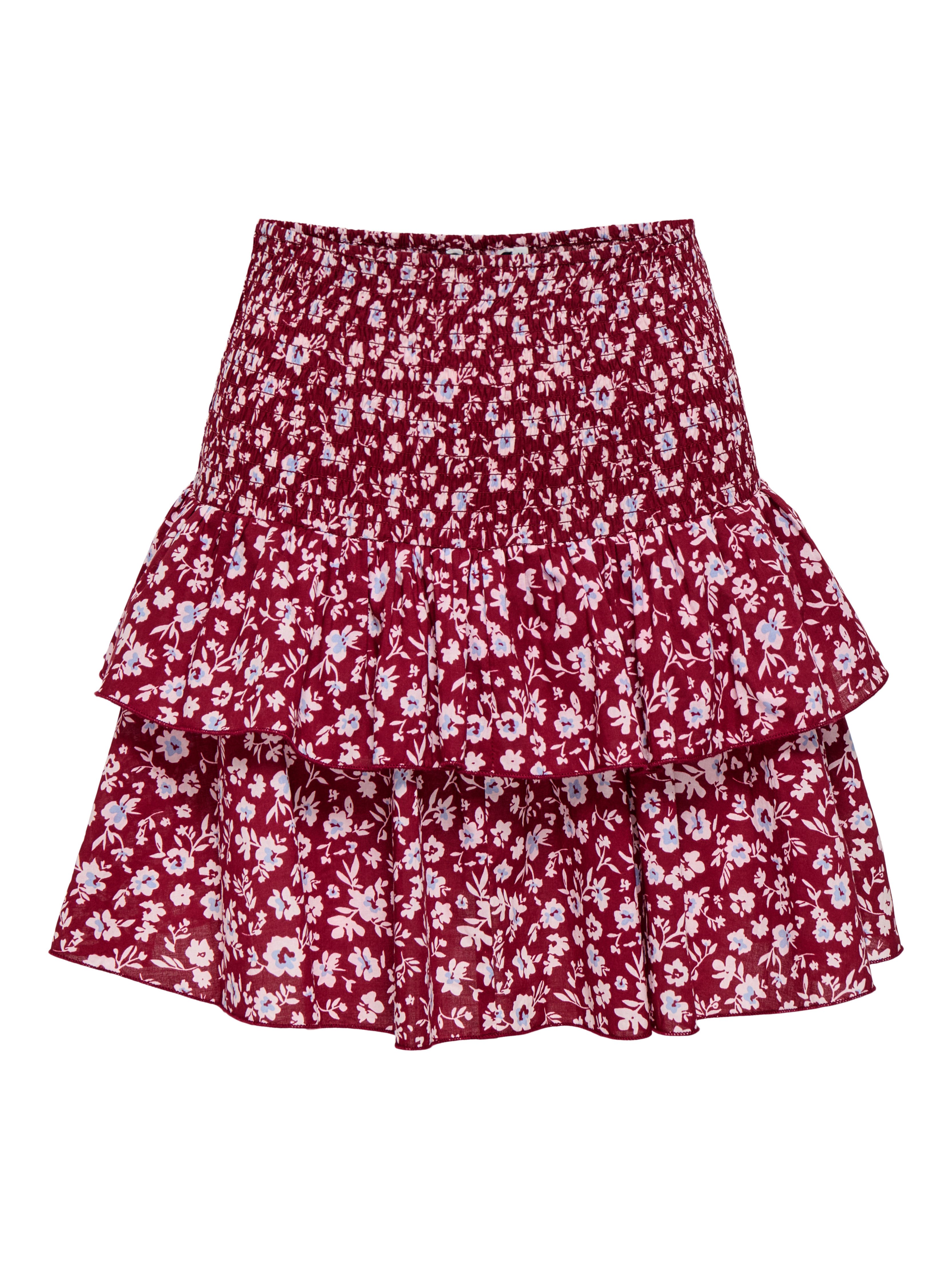 ONLY ONLZOEY LAYRED SKIRT WVN NOOS Baumwolle, gesmoktes Taillenbündchen, Volant