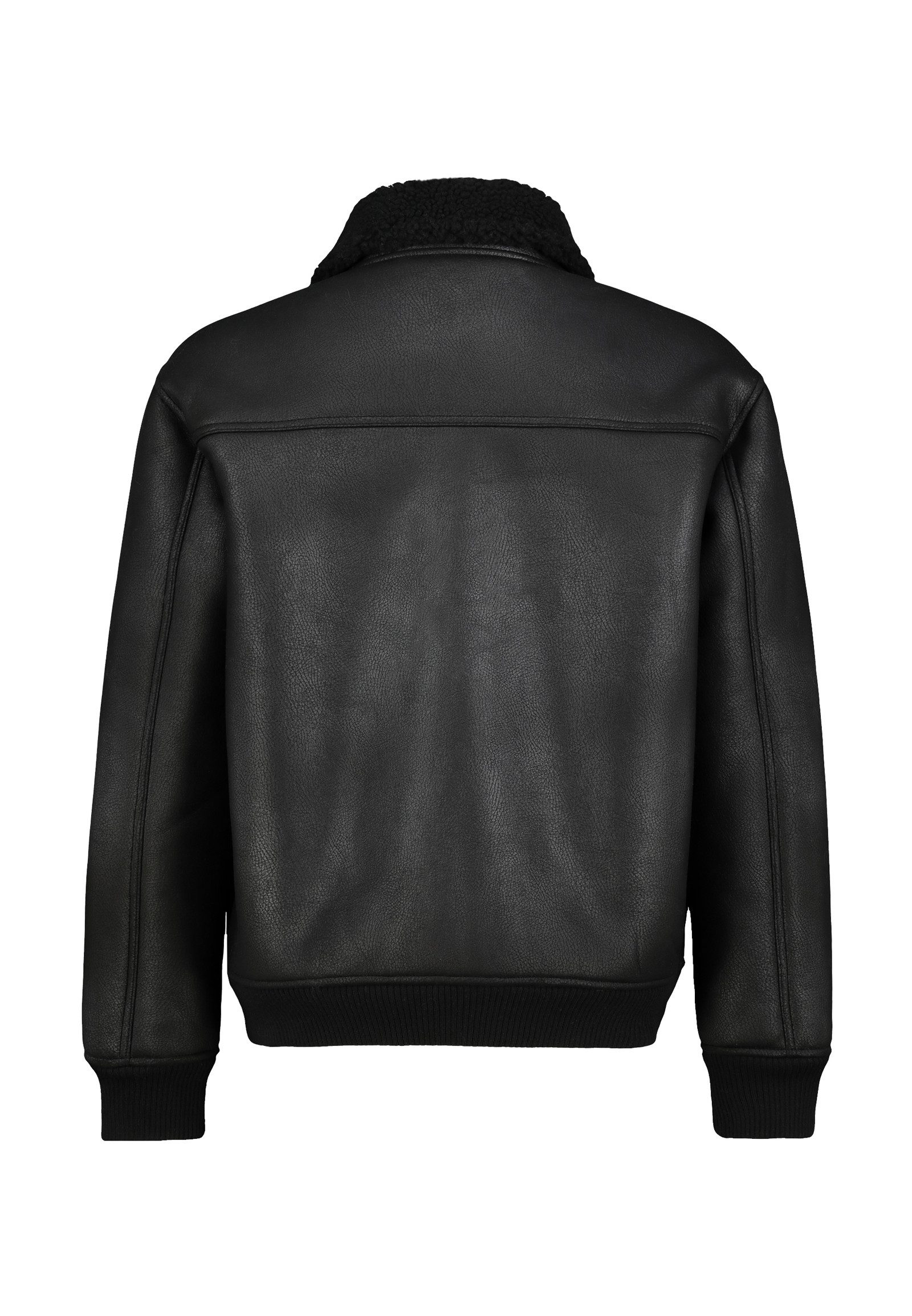 SUBLEVEL Winterjacke Herren Jacke aus Kunstleder mit Kunstfelleinsatz Kunstfellfutter und -kragen mit Schnallen