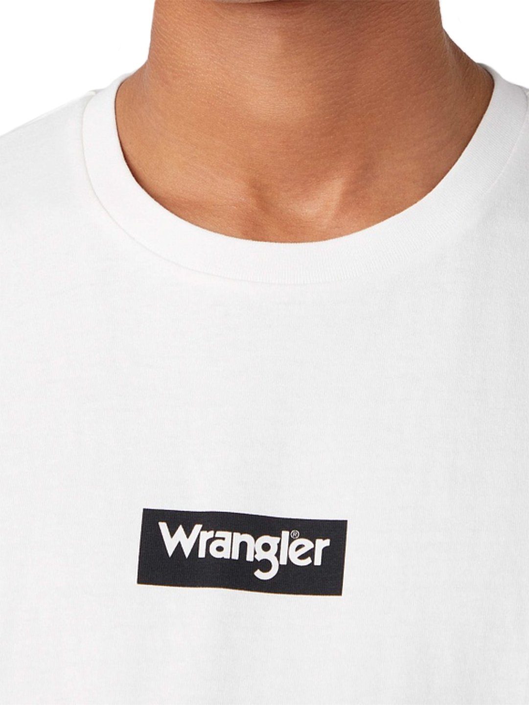 - Weiß Regular Box Rundhalsshirt Logo Fit Tee Small Wrangler