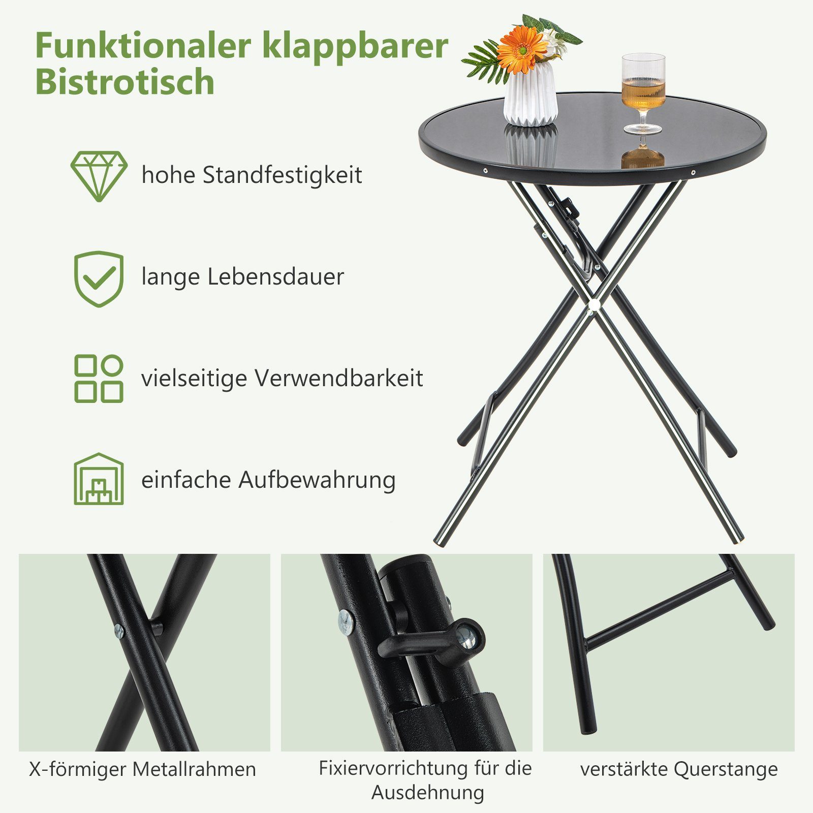 KOMFOTTEU Gartentisch Ø59cm, aus Metall und günstig online kaufen