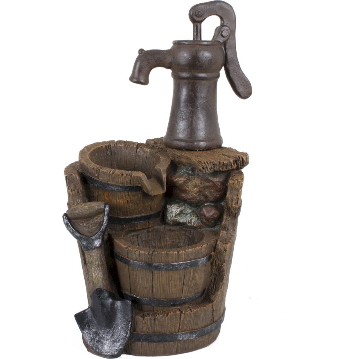 finehomegarden Декоративный фонтан Gartenbrunnen Фонтан TRITON in Holz-/Stein-Optik mit Kaskade H60cm, (1 St), Polyresin Wasserspiel Garten / Paket