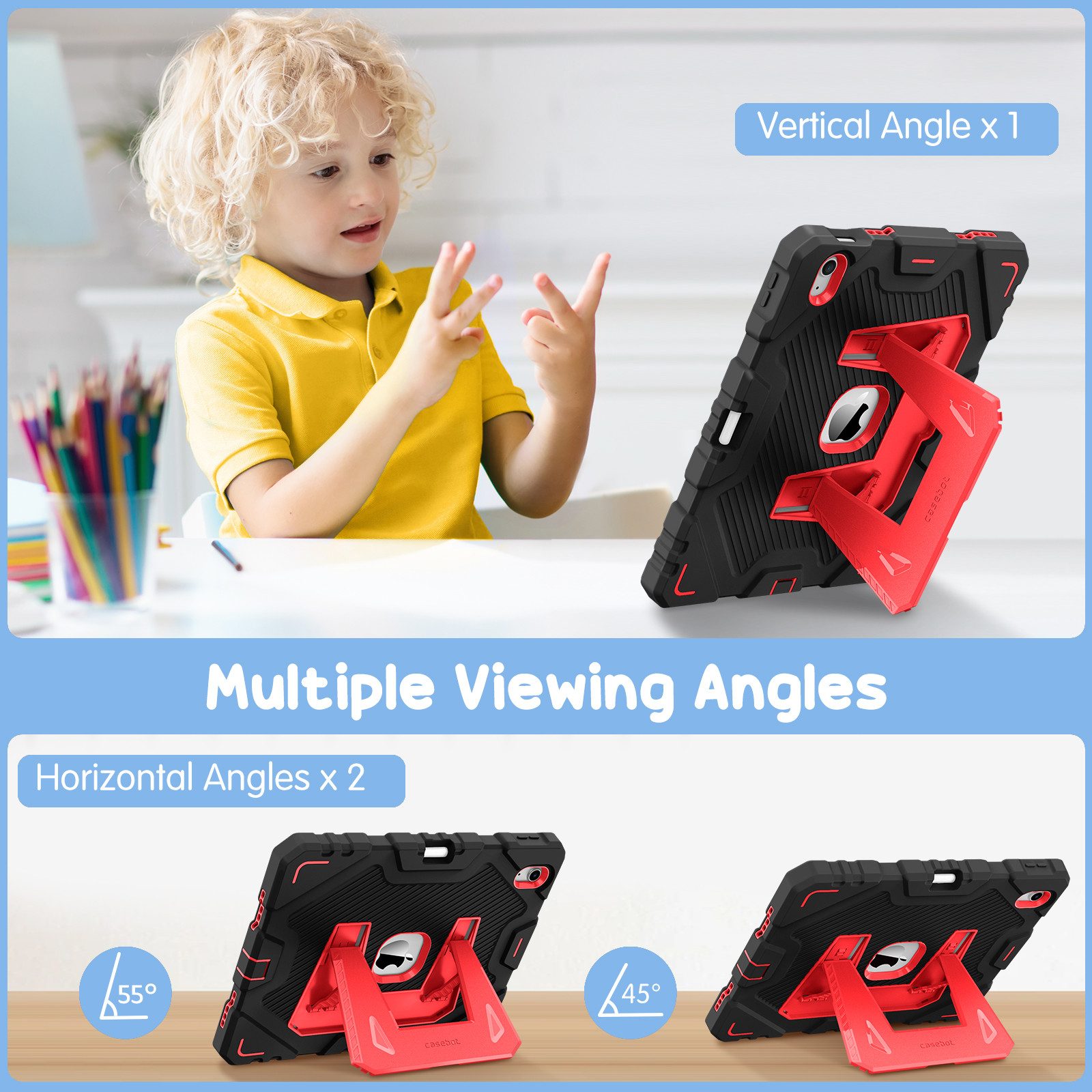 Fintie Tablet-Hülle für iPad 11. Generation 2025 (A16) 11'', iPad 10. Generation 2022, stoßfeste Ganzkörper-Hülle mit integriertem Ständer für Kinder – Bild 5 von 5