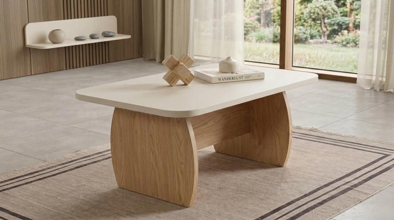 JVmoebel Couchtisch Tisch Wandregal Stil modern beige rechteckig Wohnzimmer praktisch (2-St., 2-tlg)