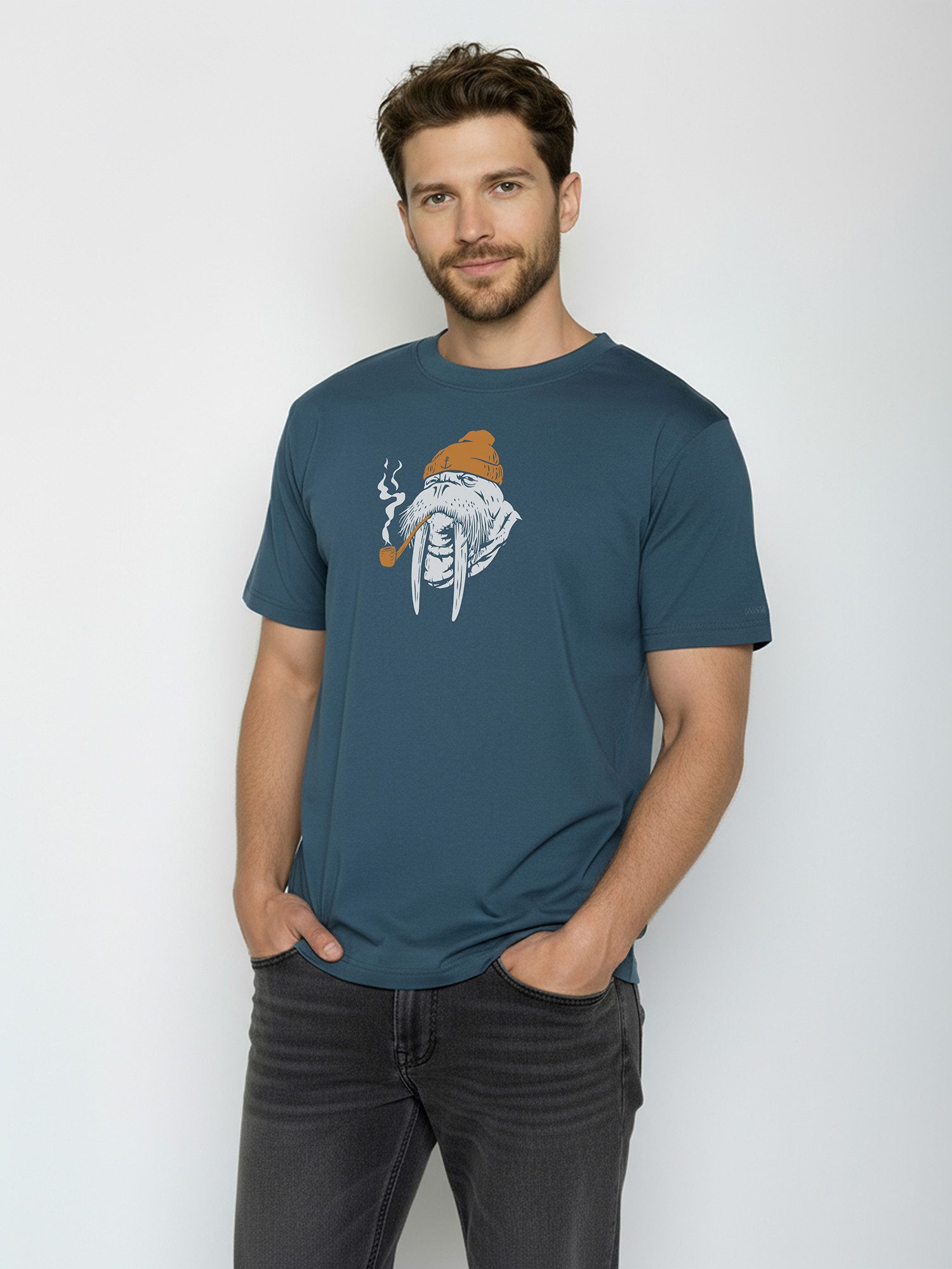 GreenBomb T-Shirt Fusion Smokey Walrus (1-tlg., 1) Fusion Fit, weiter und länger geschnitten, Bio-Baumwolle