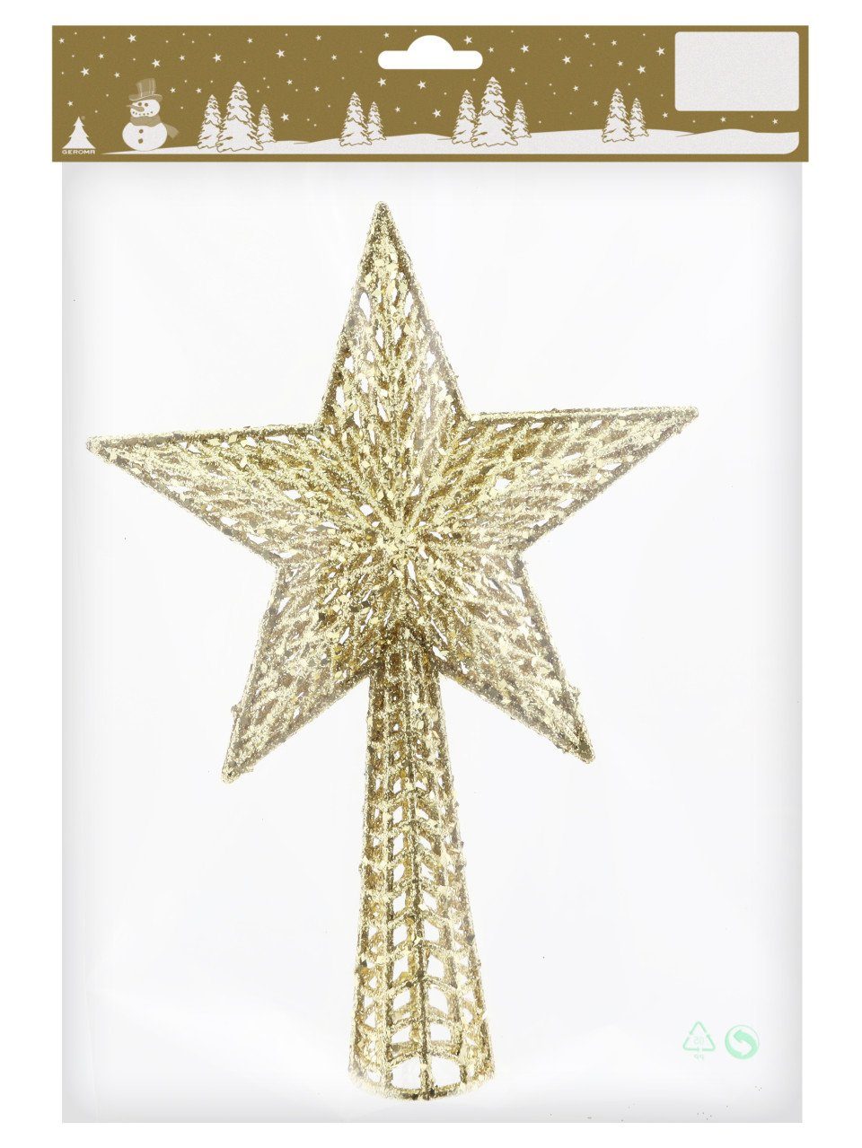 Rodermund Christbaumschmuck Baumspitze Stern gold mit Glitter 27 cm